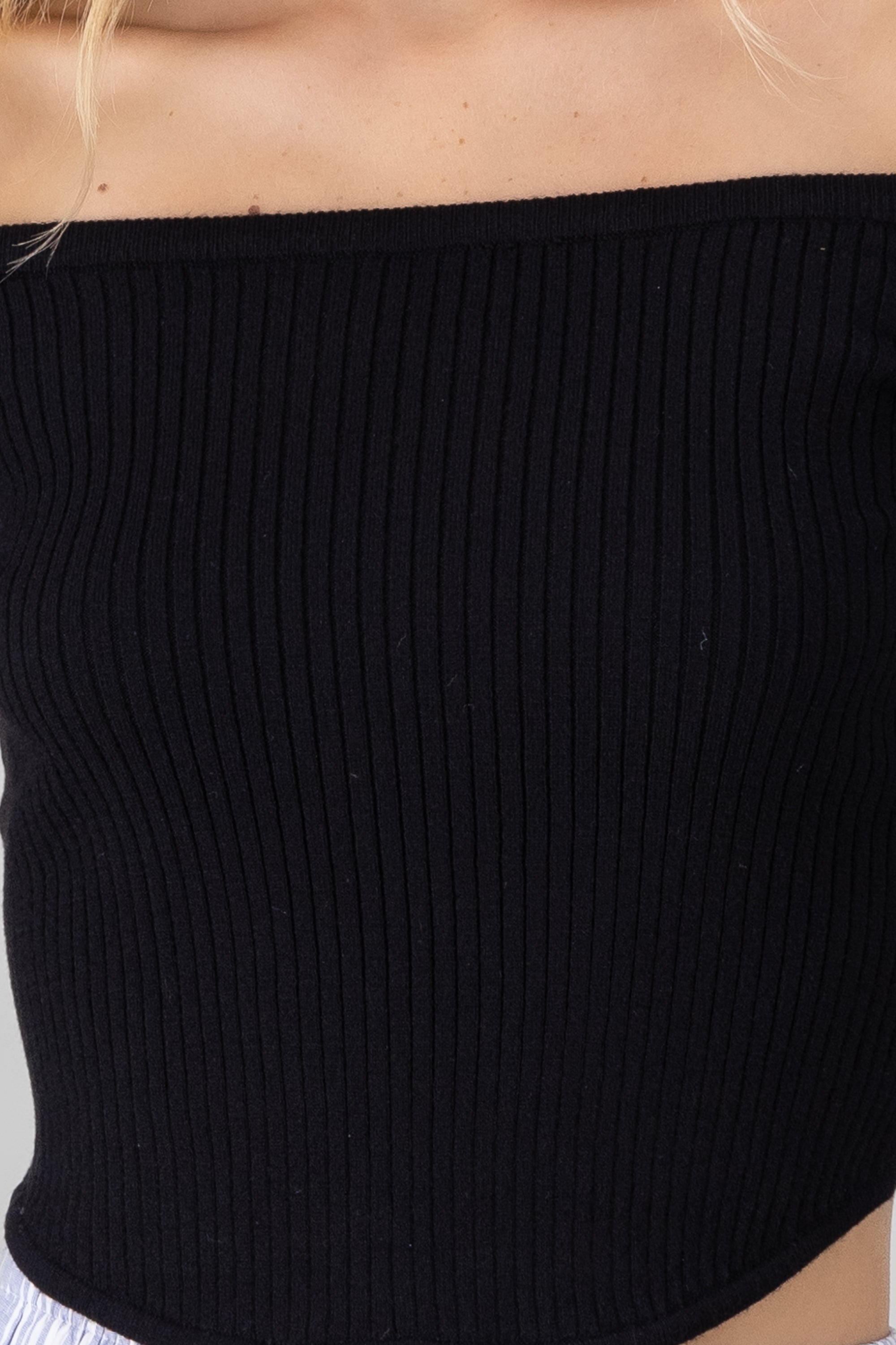 Off Shoulder Knit Top BLACK