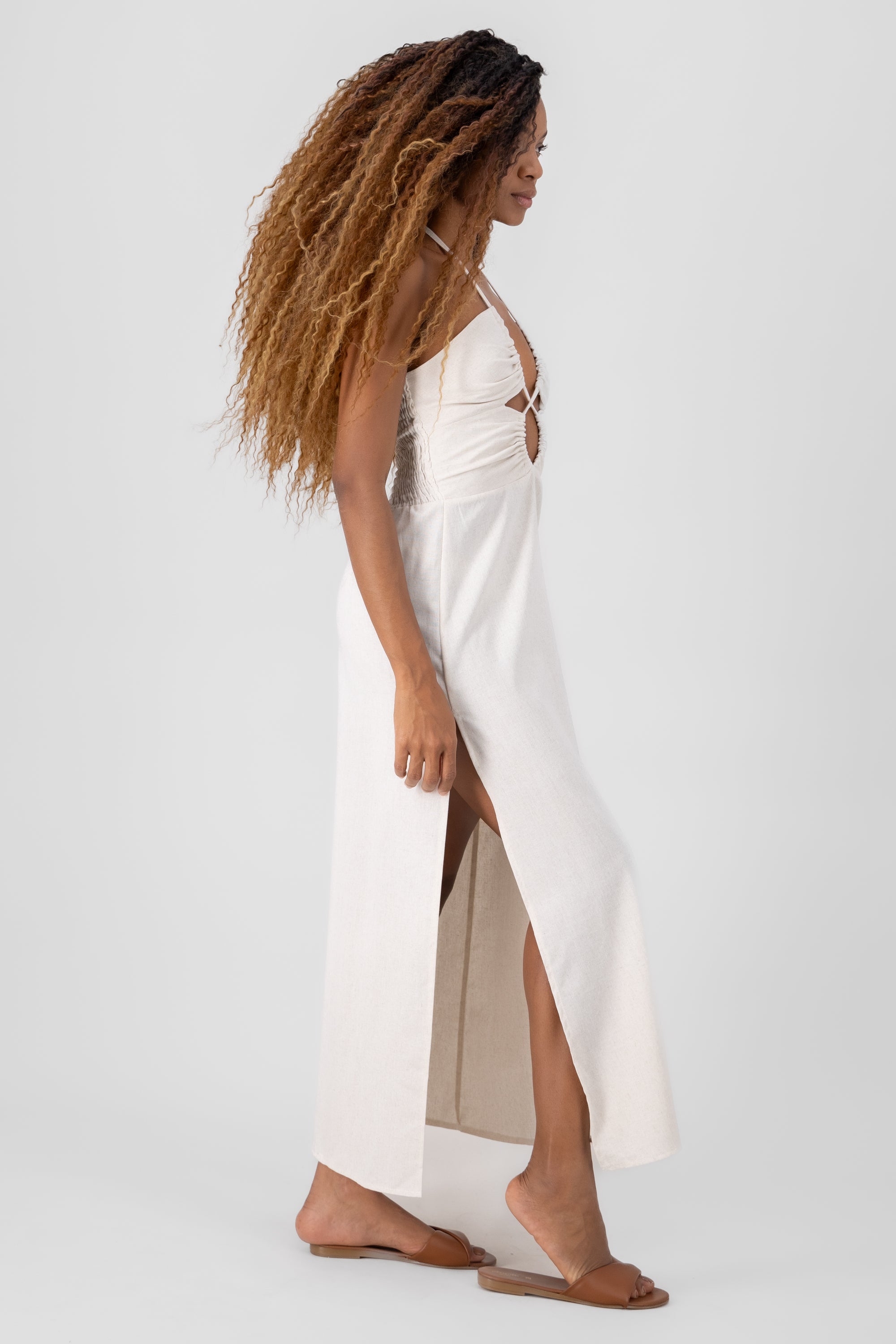 Linen Midi Dress SAND