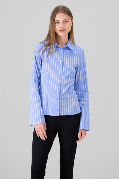 Striped Wide Sleeves Shirt BLUE COMBO