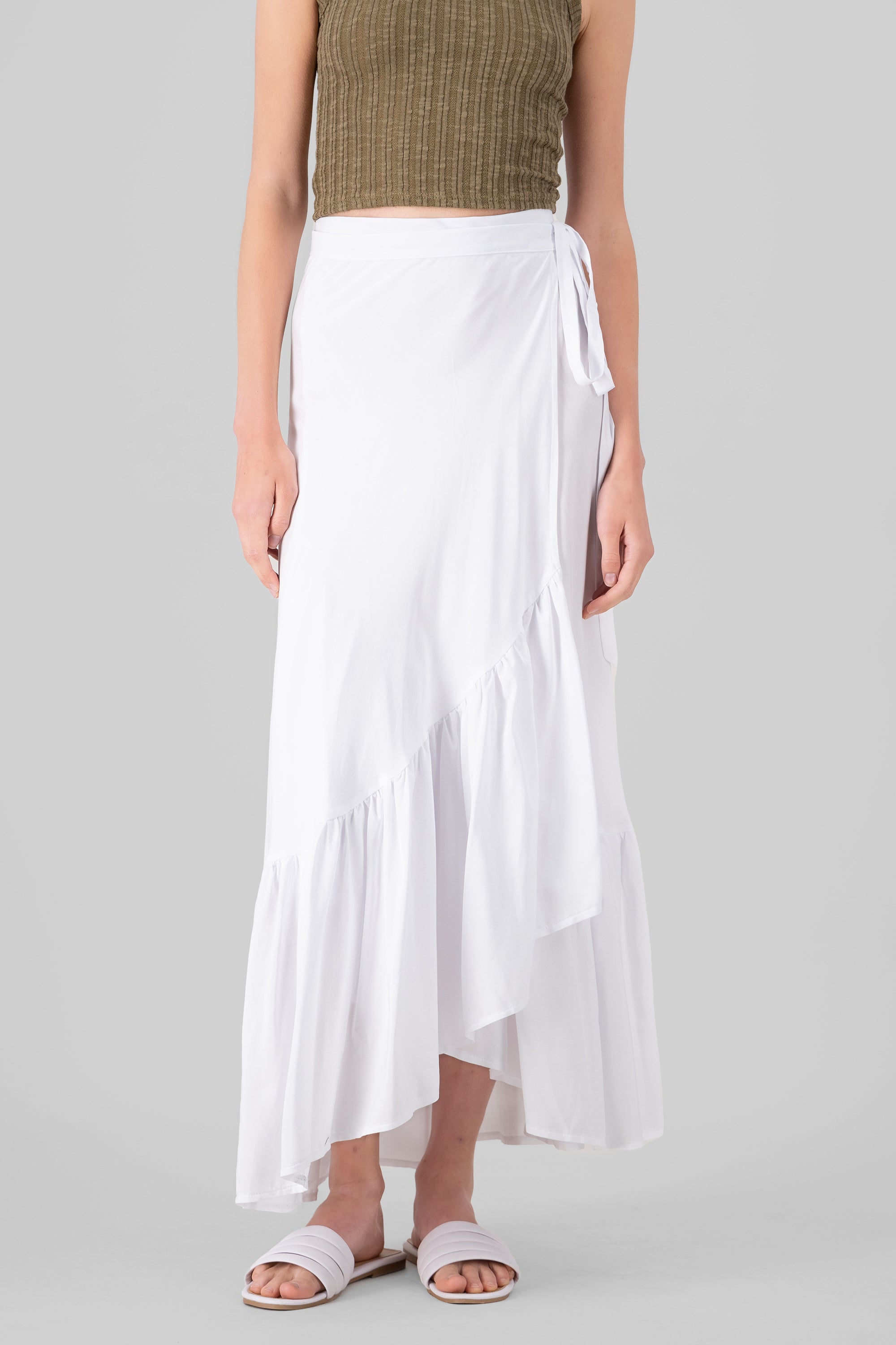 Ruffle Maxi Skirt WHITE