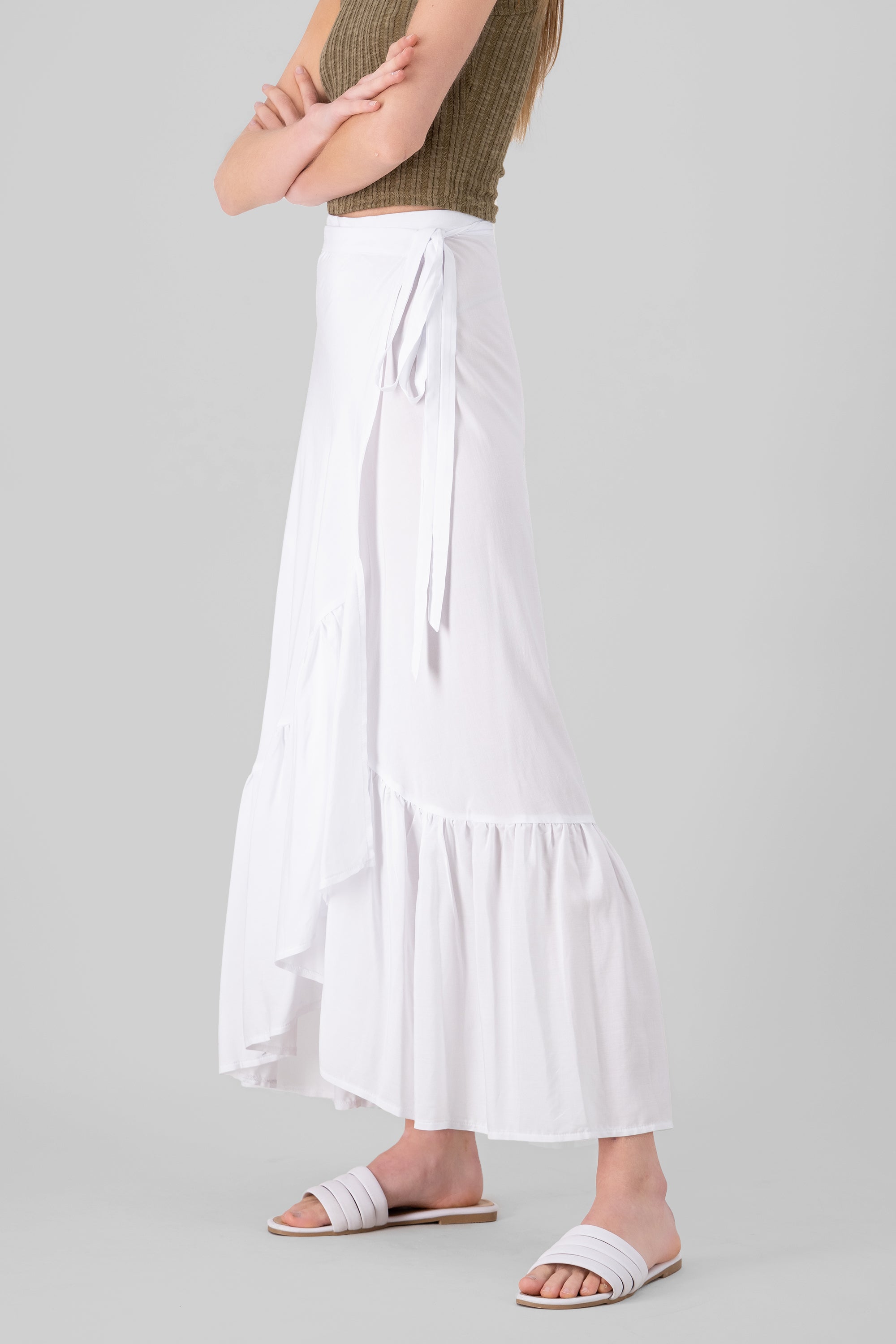 Ruffle Maxi Skirt WHITE