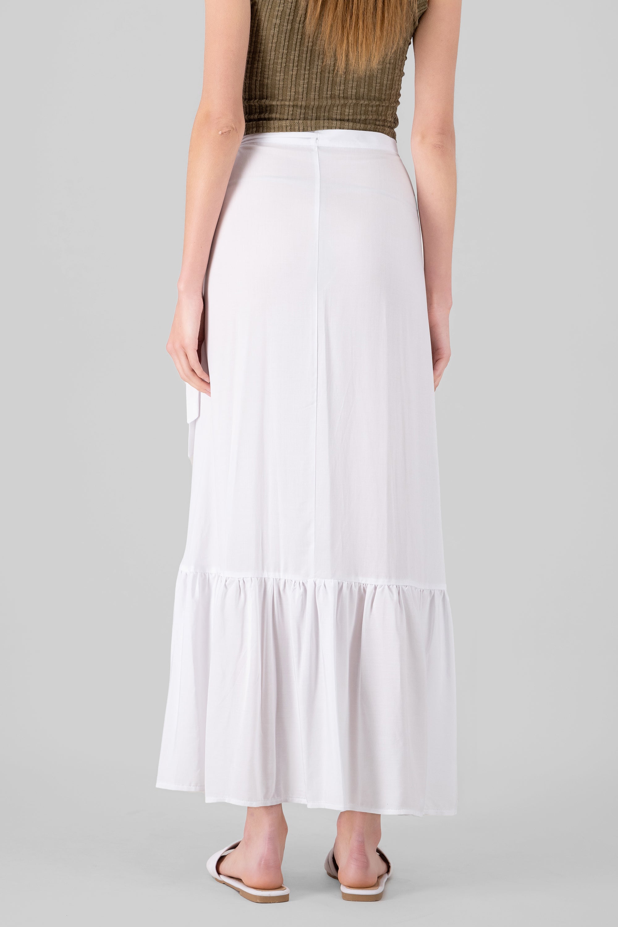 Ruffle Maxi Skirt WHITE