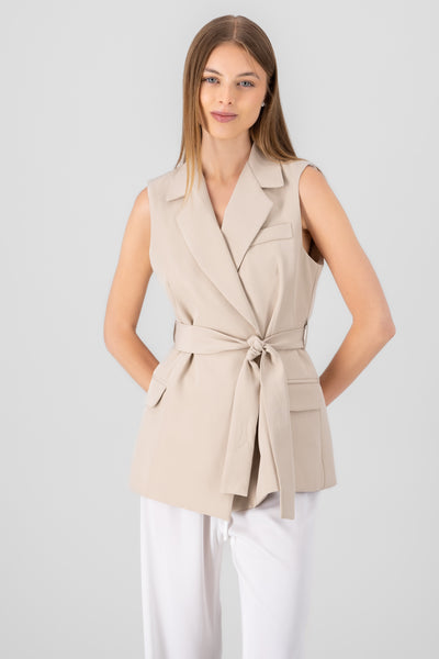 Tailored Vest With Ribbon NUDE