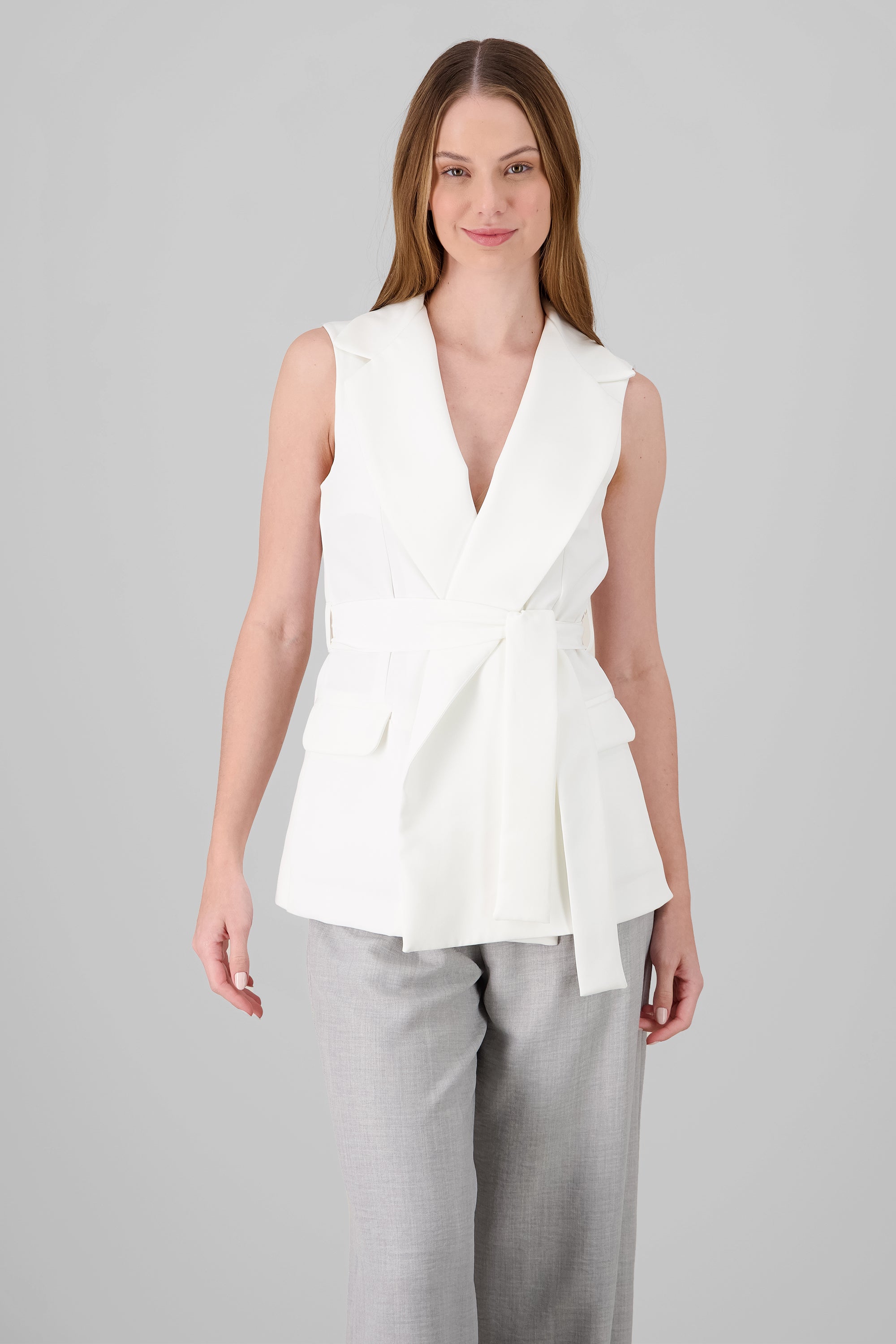 Tailored Vest With Ribbon WHITE