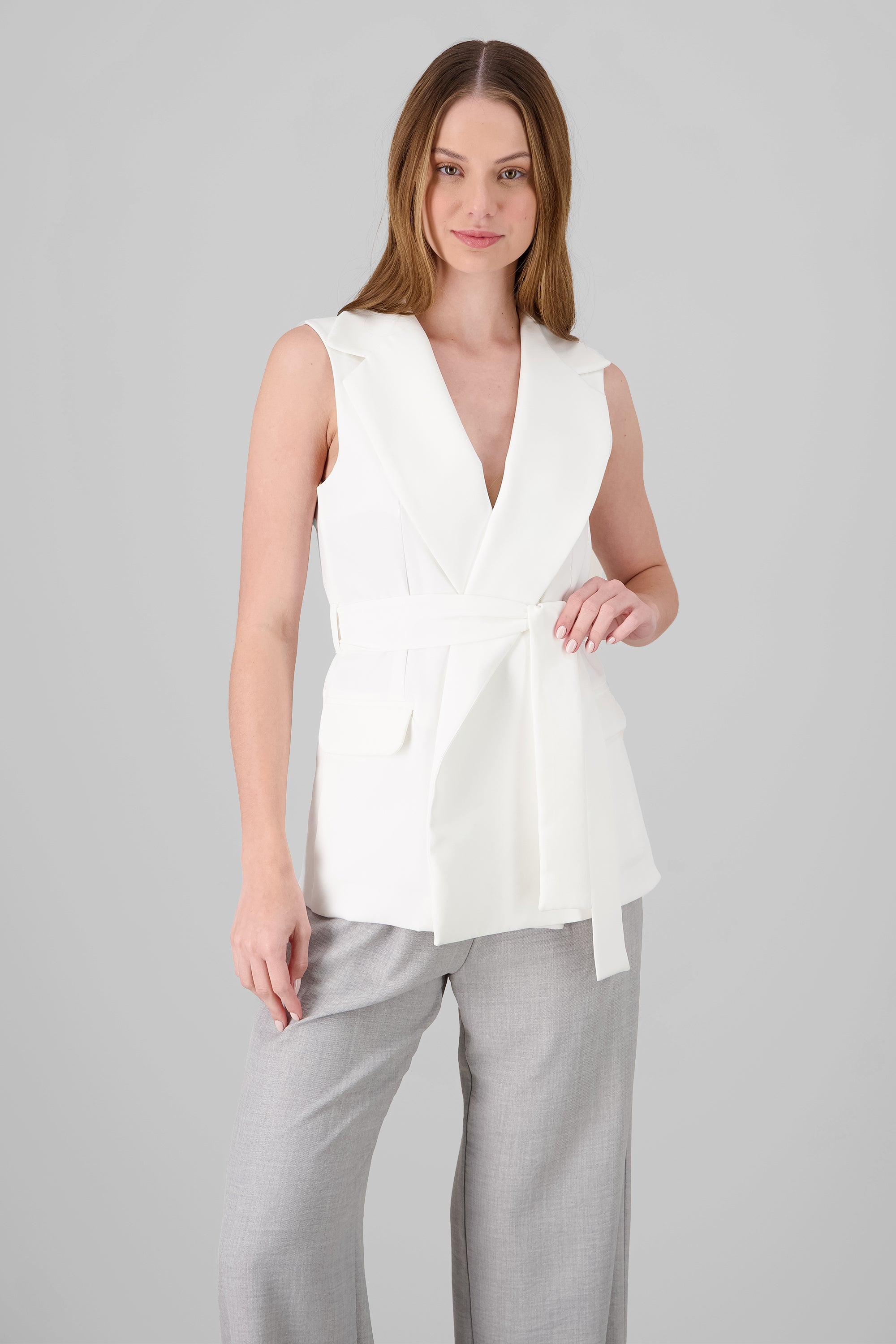 Tailored Vest With Ribbon WHITE