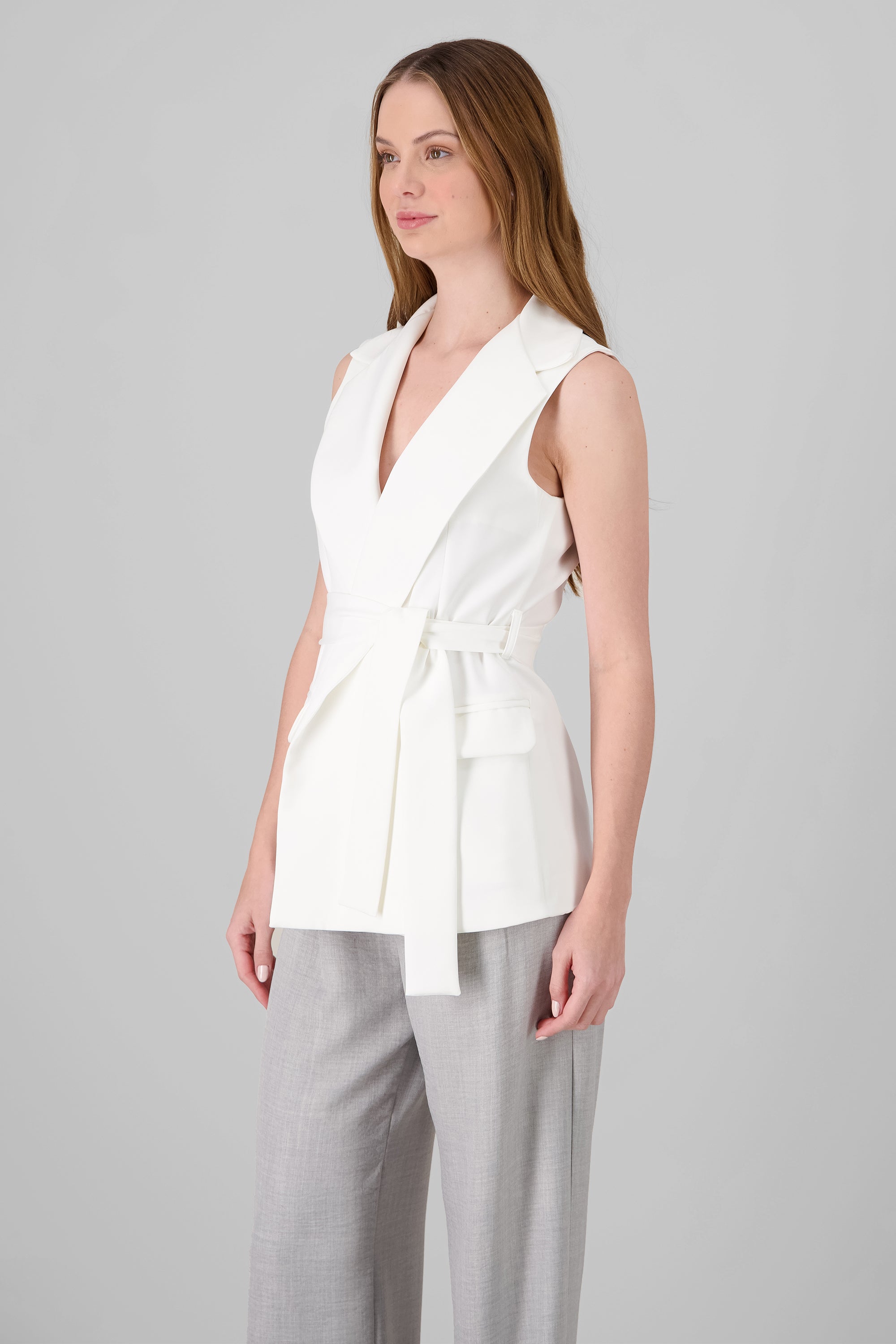 Tailored Vest With Ribbon WHITE