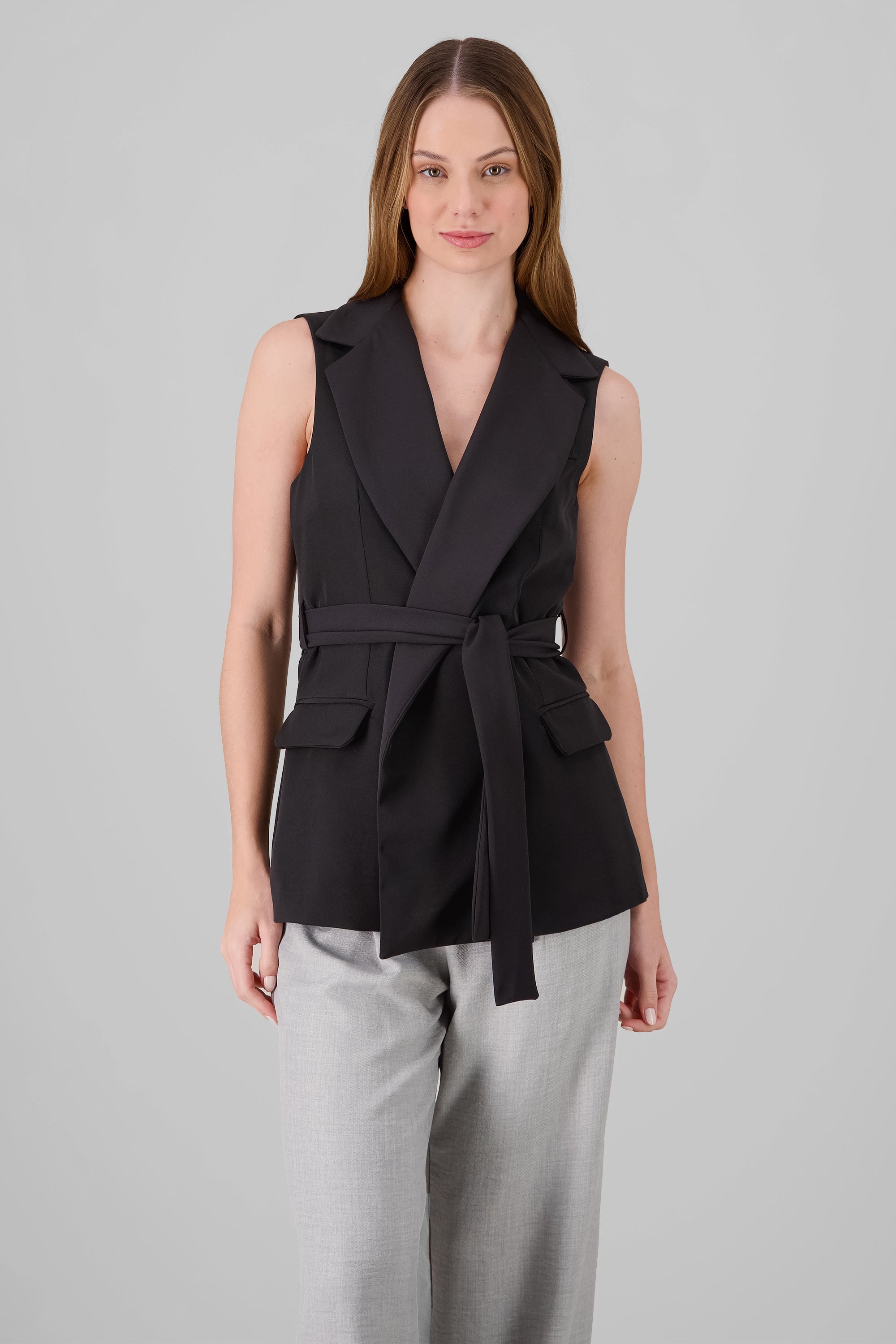 Tailored Vest With Ribbon BLACK