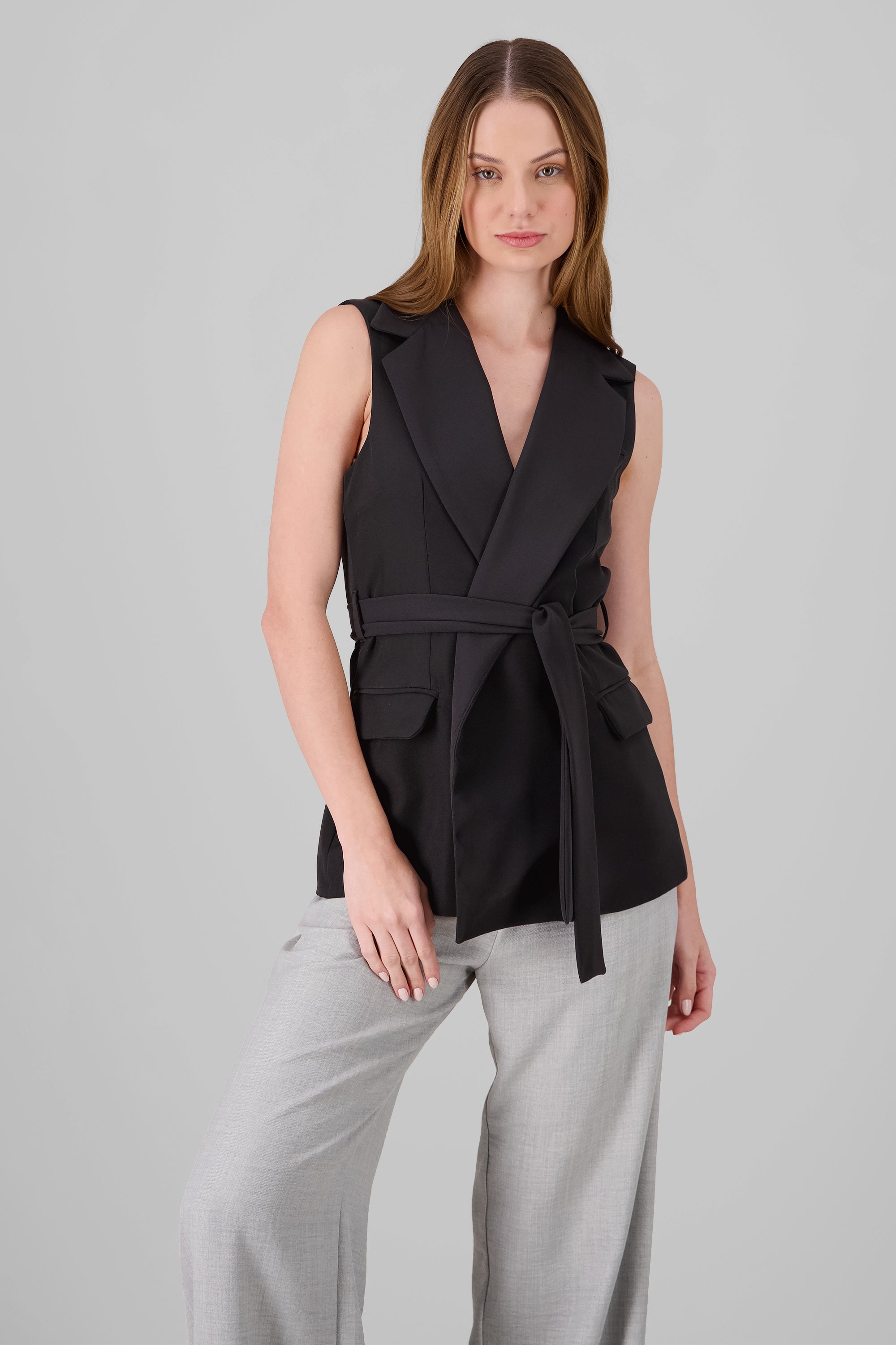 Tailored Vest With Ribbon BLACK