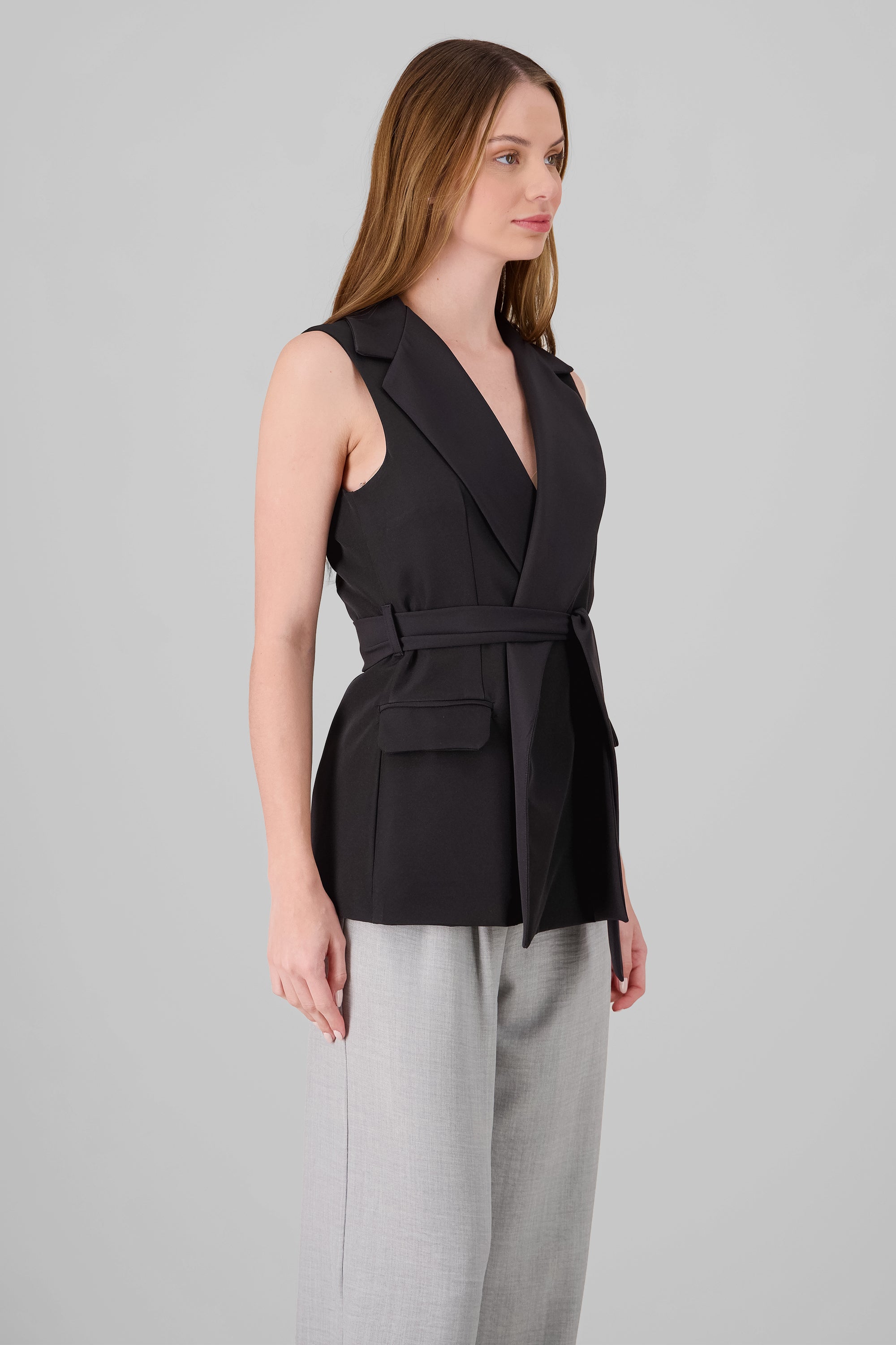 Tailored Vest With Ribbon BLACK