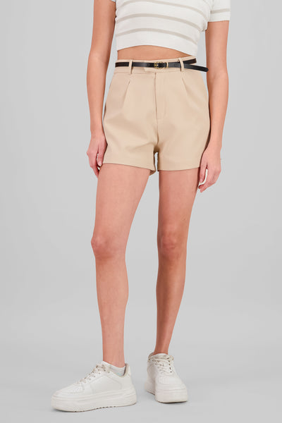 Pleats Shorts with Belt WHITE