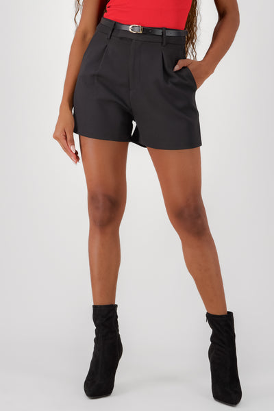 Pleats Shorts with Belt DARK GRAY