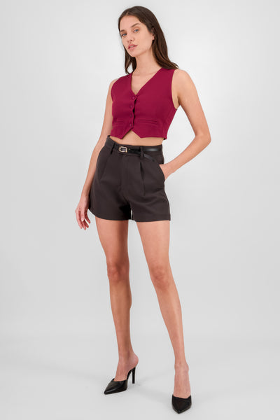 Pleats Shorts with Belt DARK GRAY