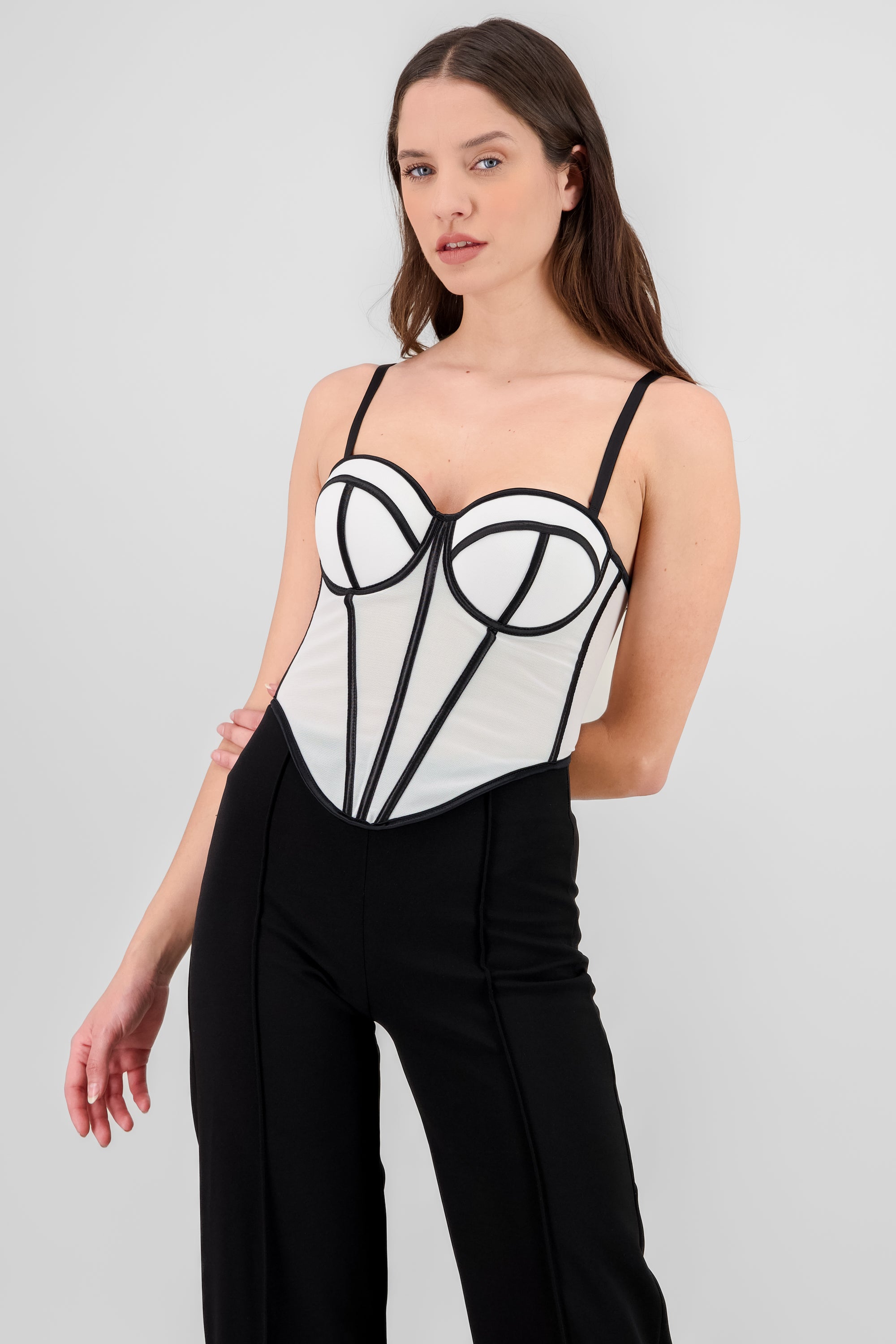 Contrast Corset Top WHITE