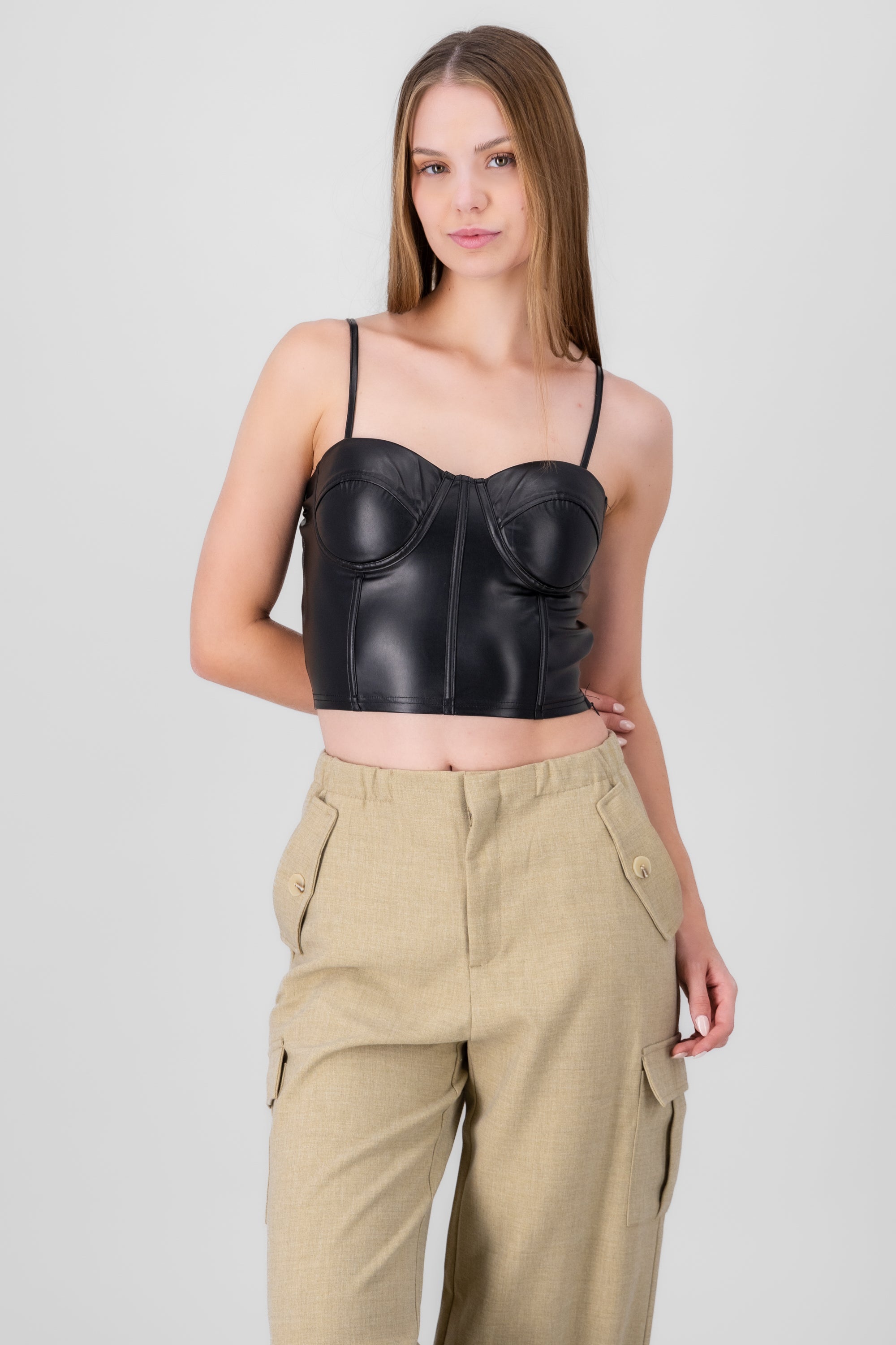 Faux Leather Top BLACK