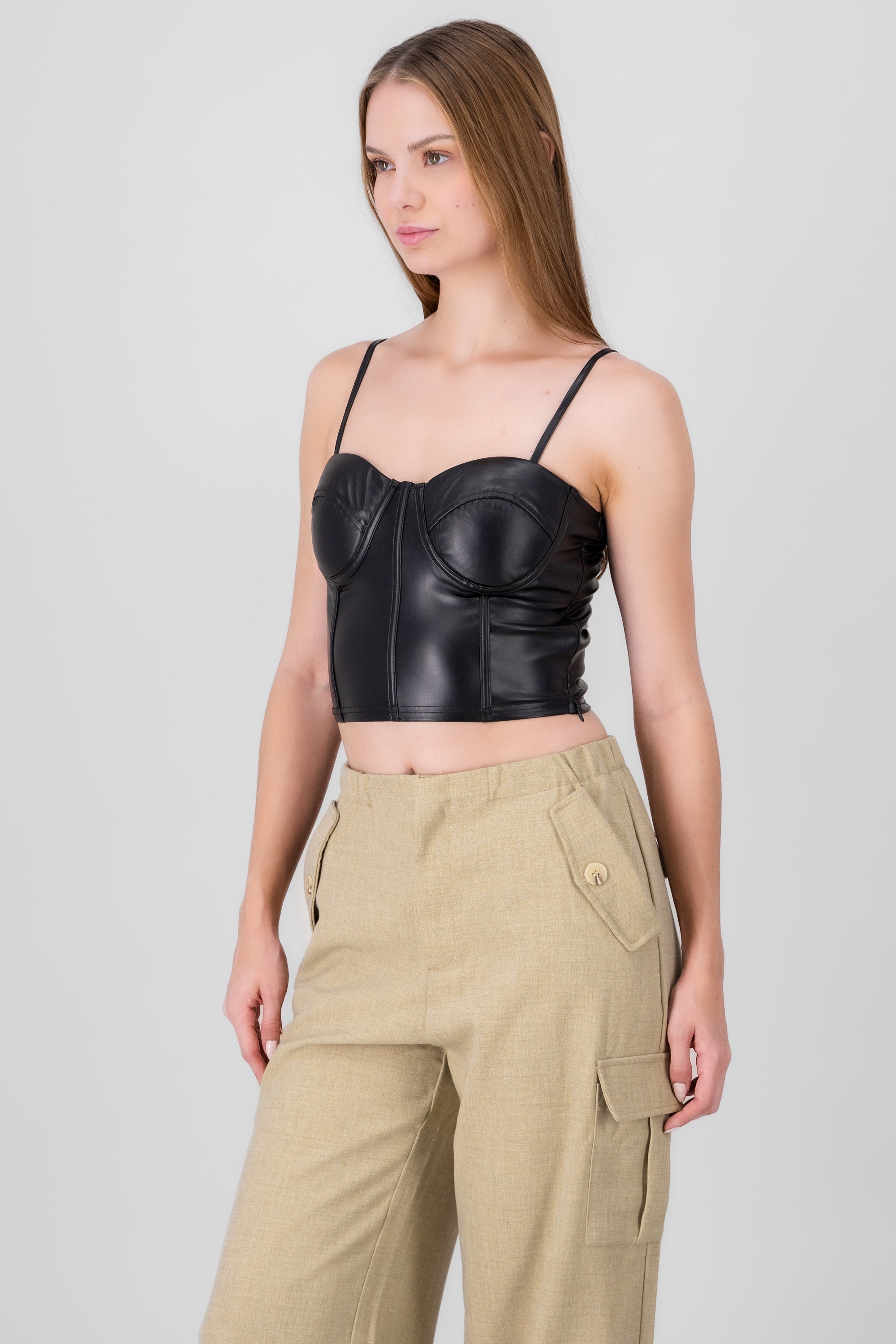 Faux Leather Top BLACK