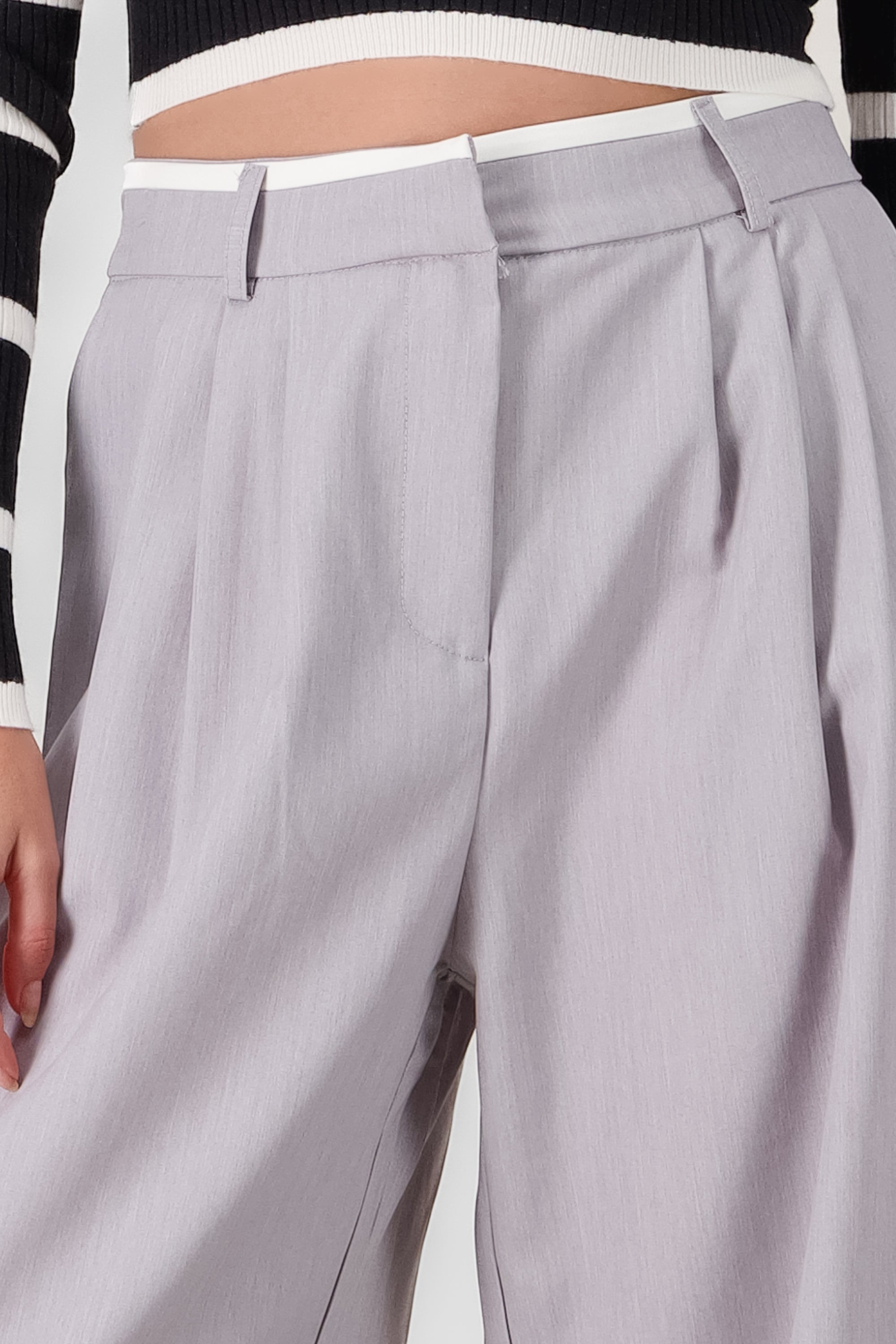 Straight Leg Pants LIGHT GRAY