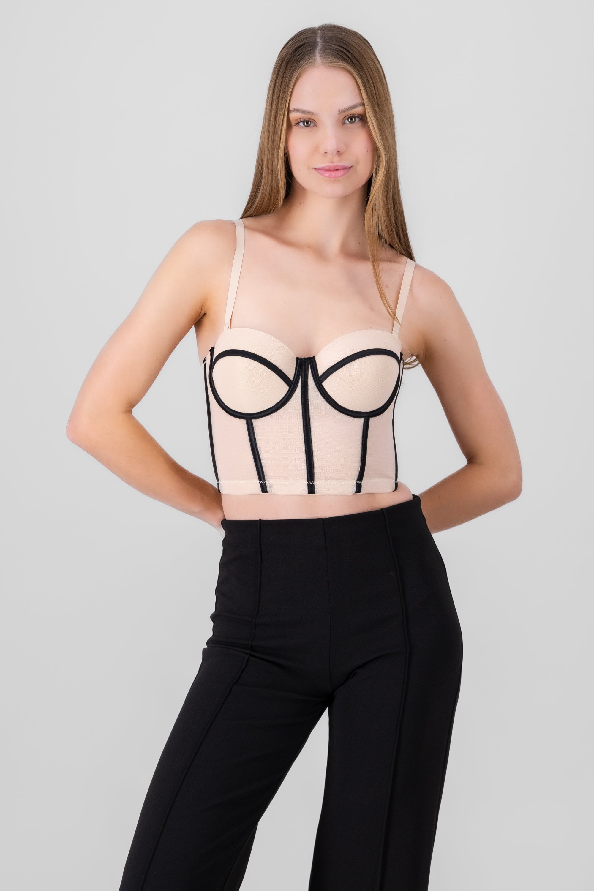 Contrast Corset Top NUDE