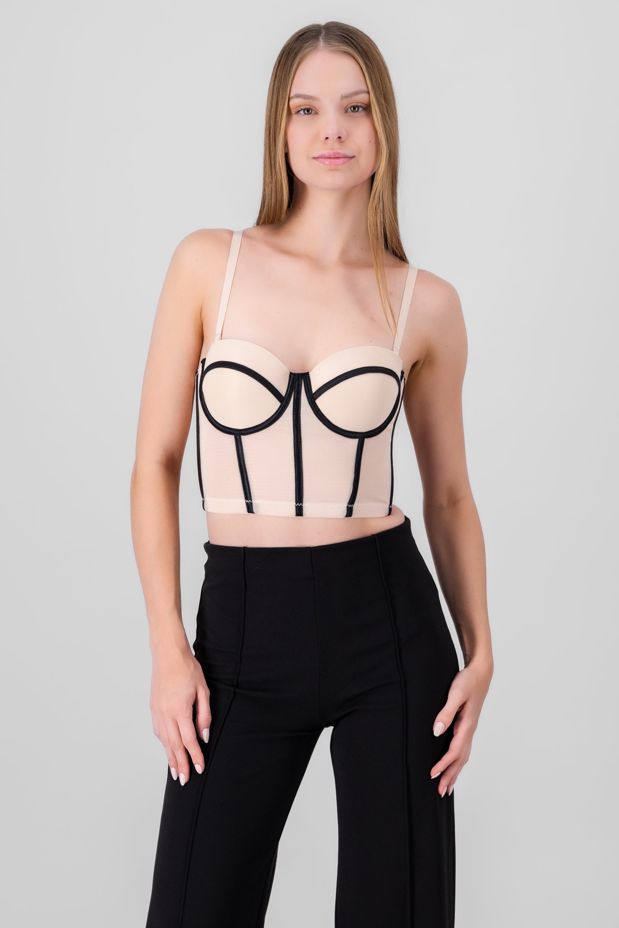 Contrast Corset Top NUDE