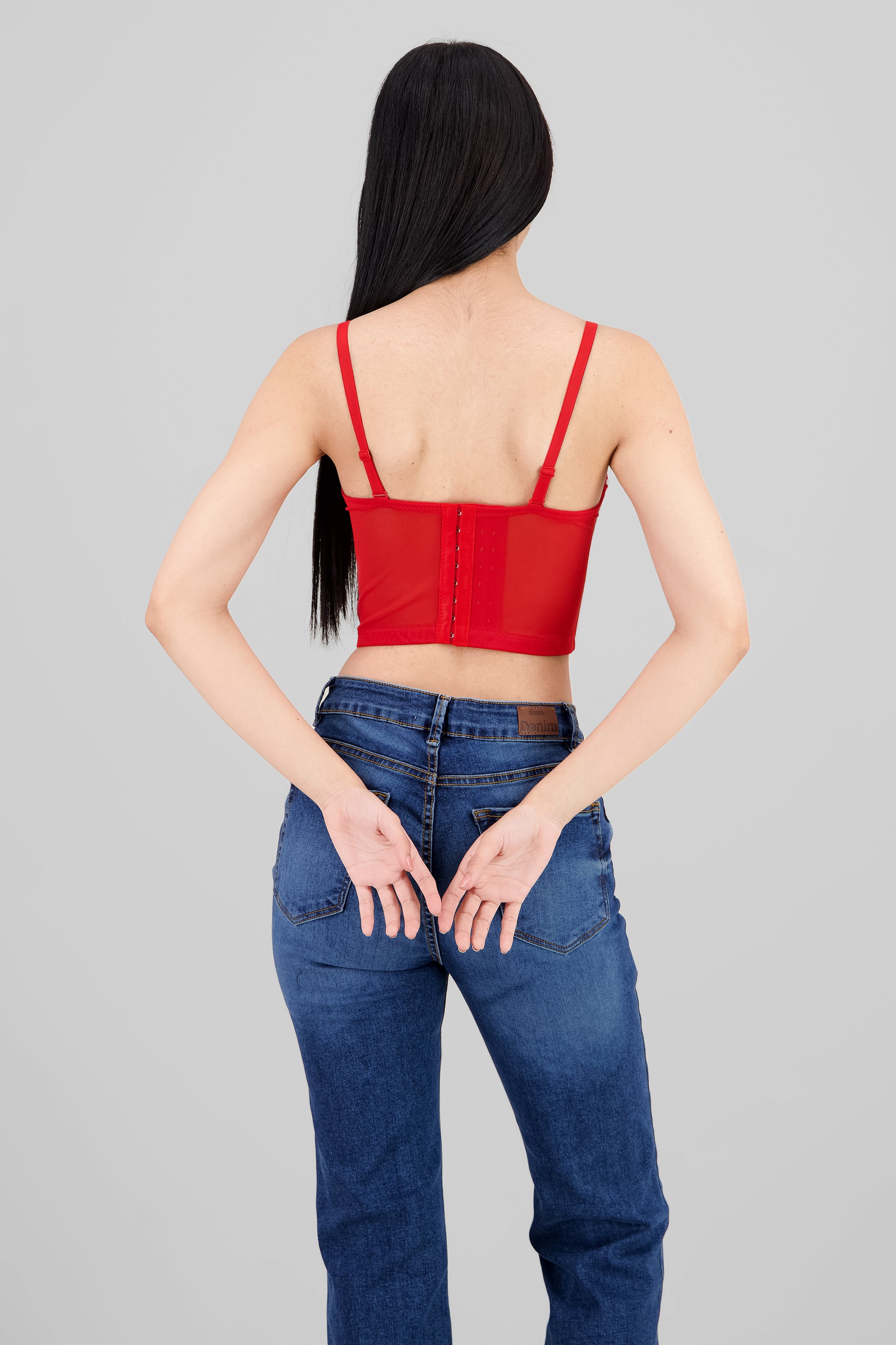 Contrast Corset Top RED