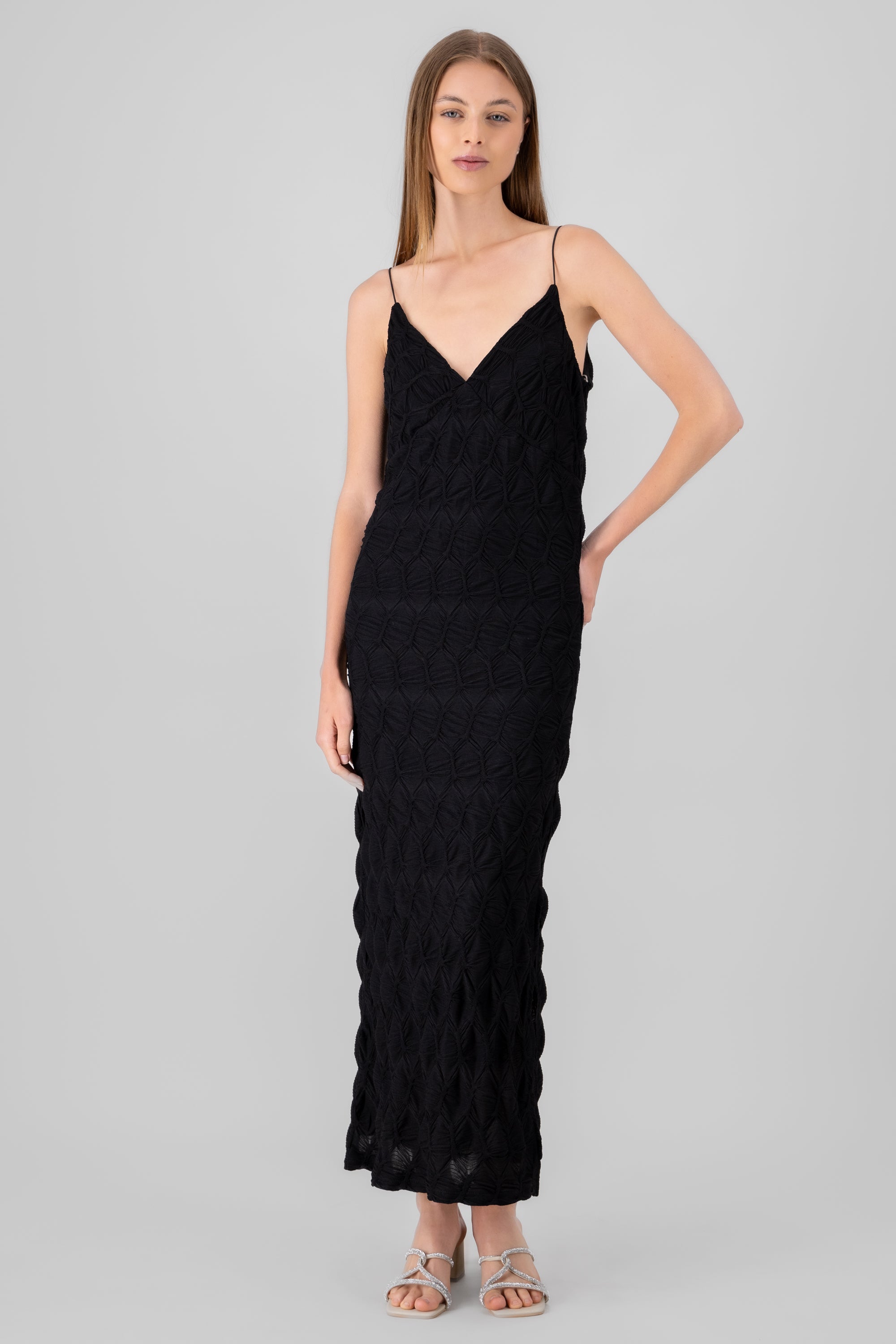 Textured Maxi Dress BLACK