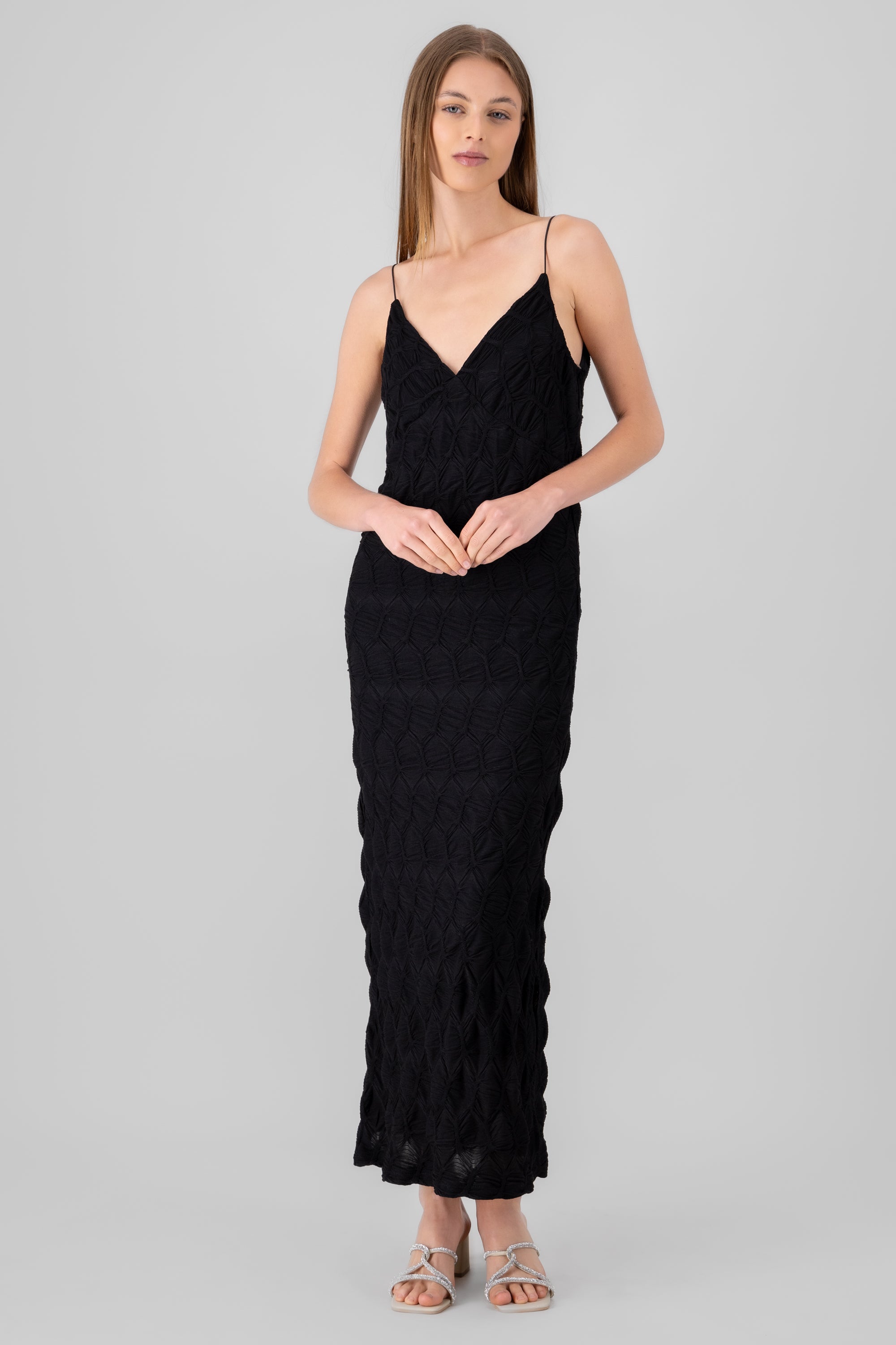 Textured Maxi Dress BLACK