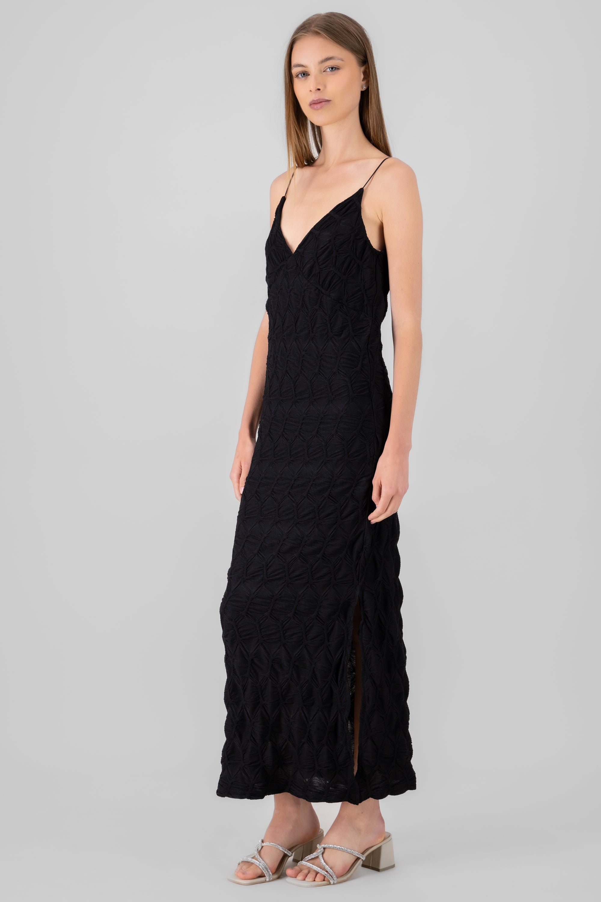 Textured Maxi Dress BLACK