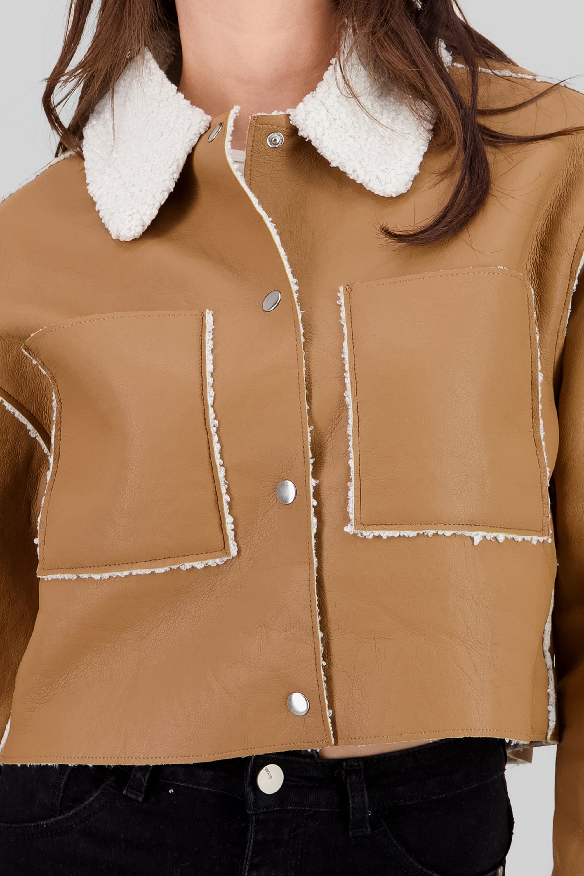 Pockets and Fur Jacket CAMEL