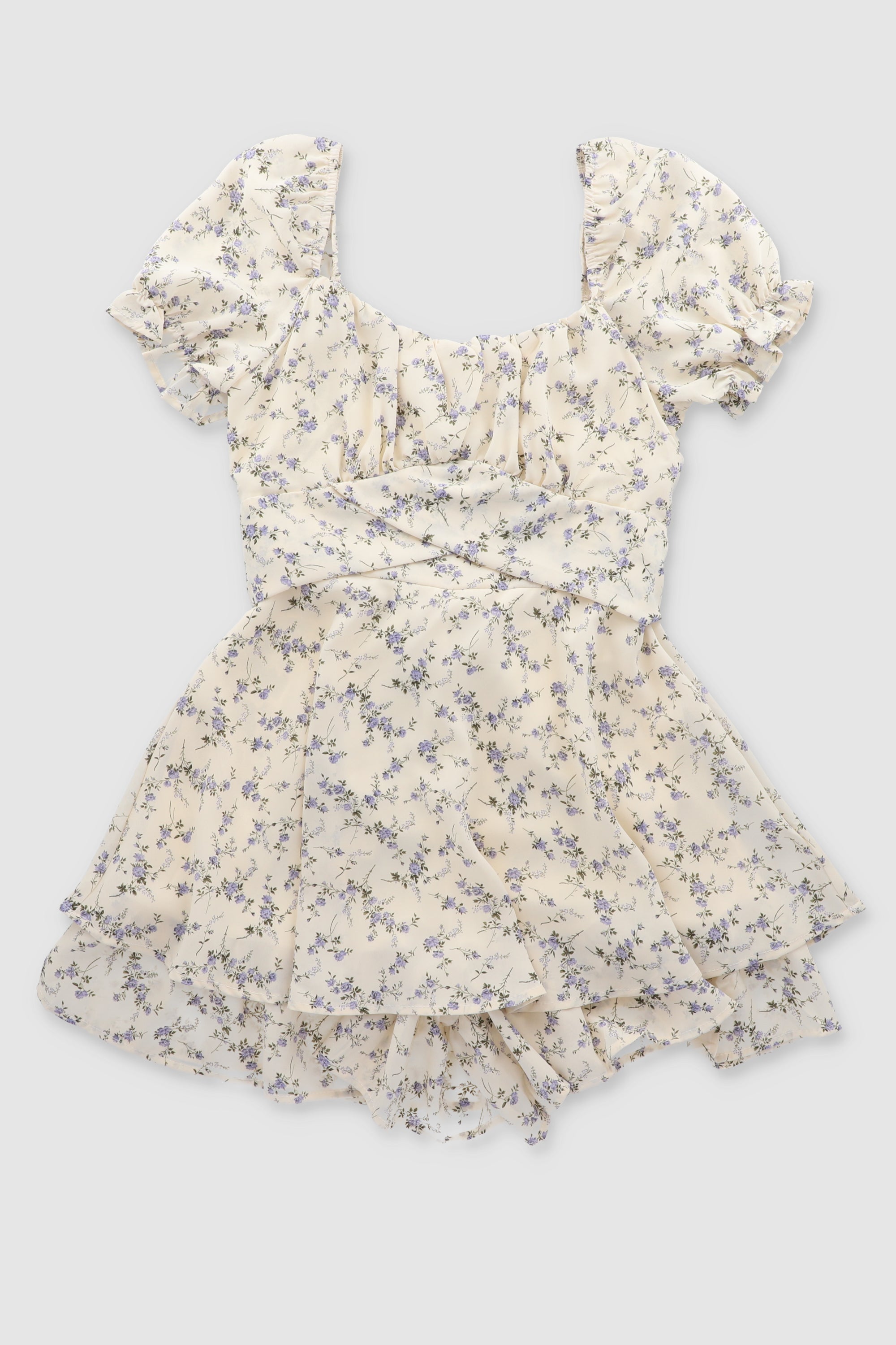 Floral Print Mini Dress BONE COMBO