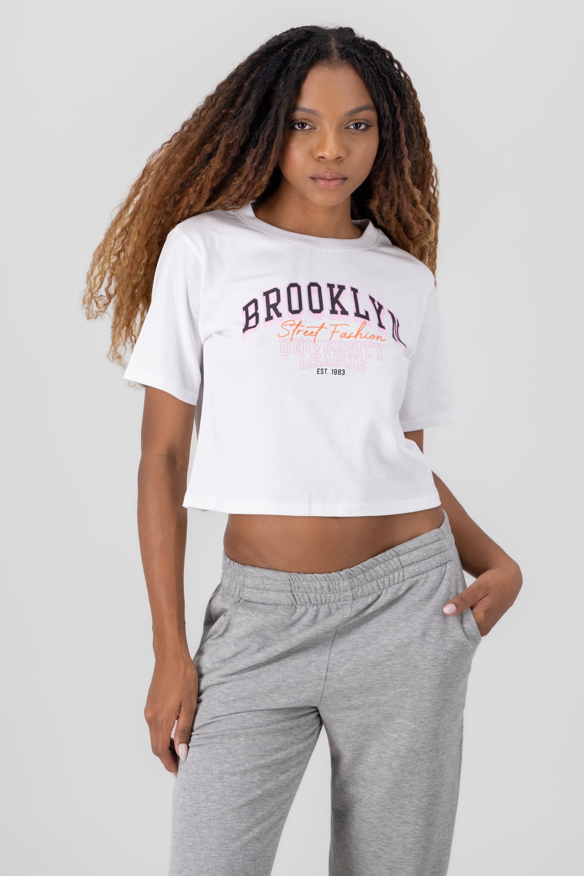 Brooklyn Print Crop Top WHITE