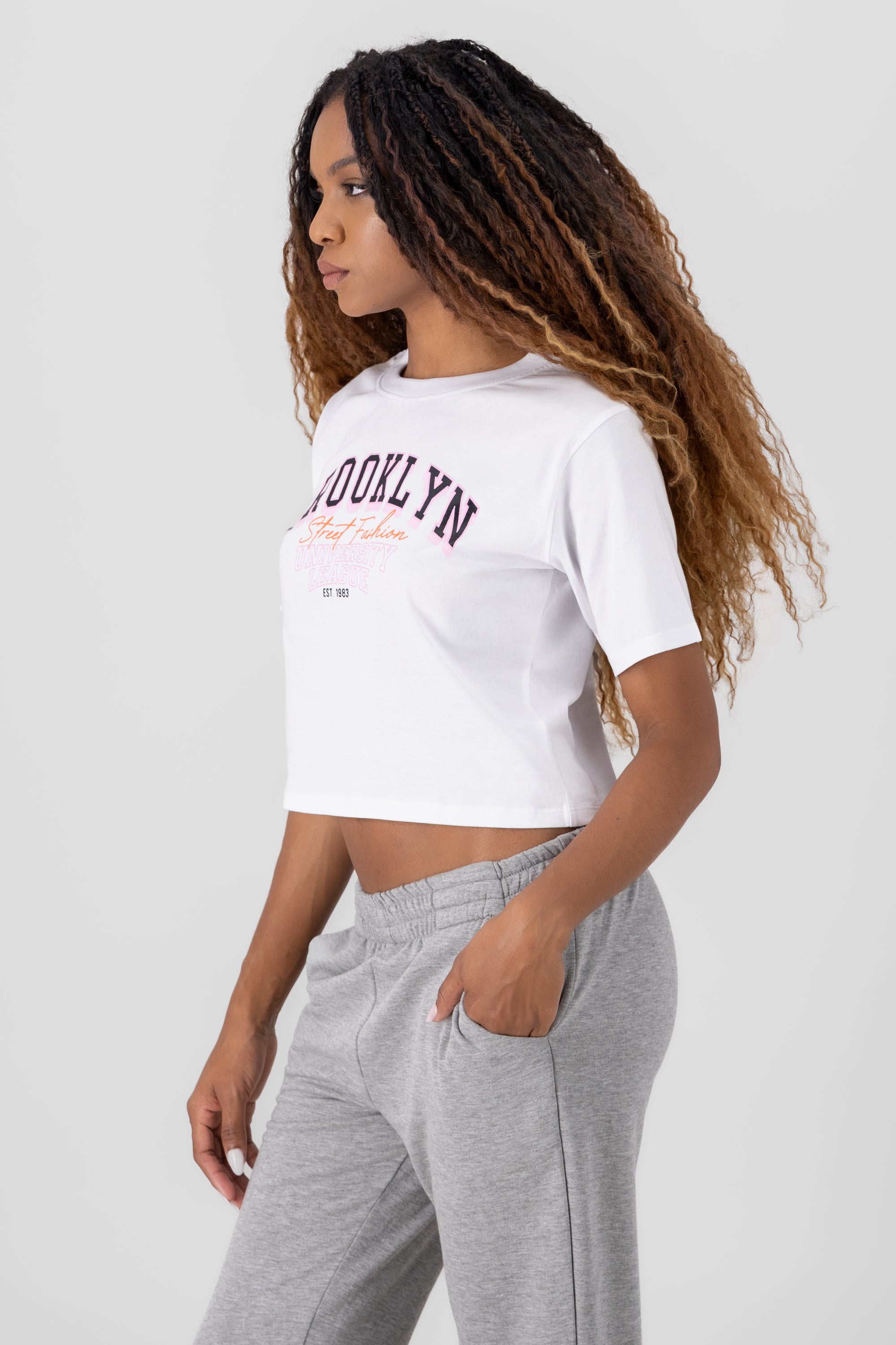 Brooklyn Print Crop Top WHITE