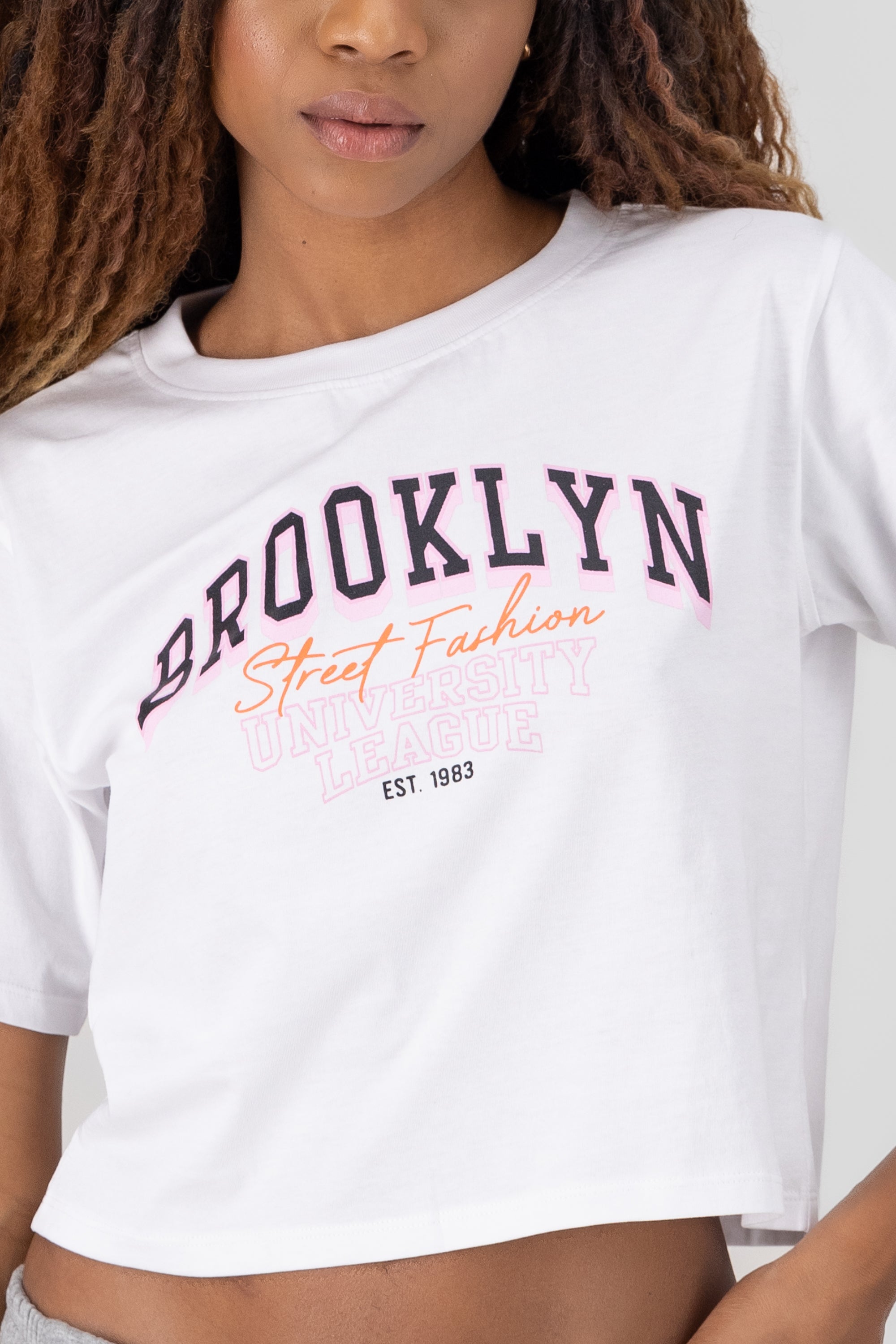 Brooklyn Print Crop Top WHITE