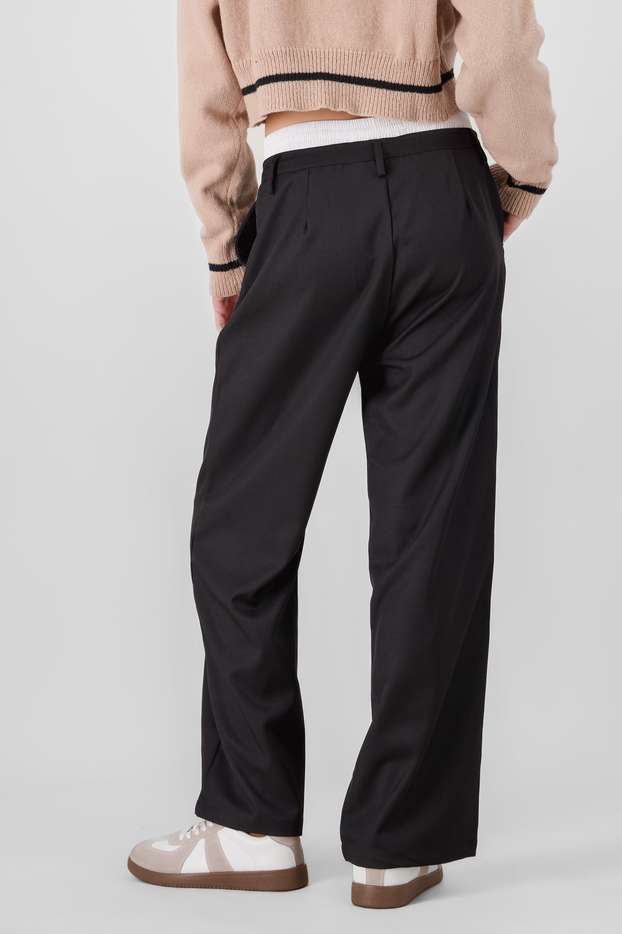 Double Waistband Pants BLACK