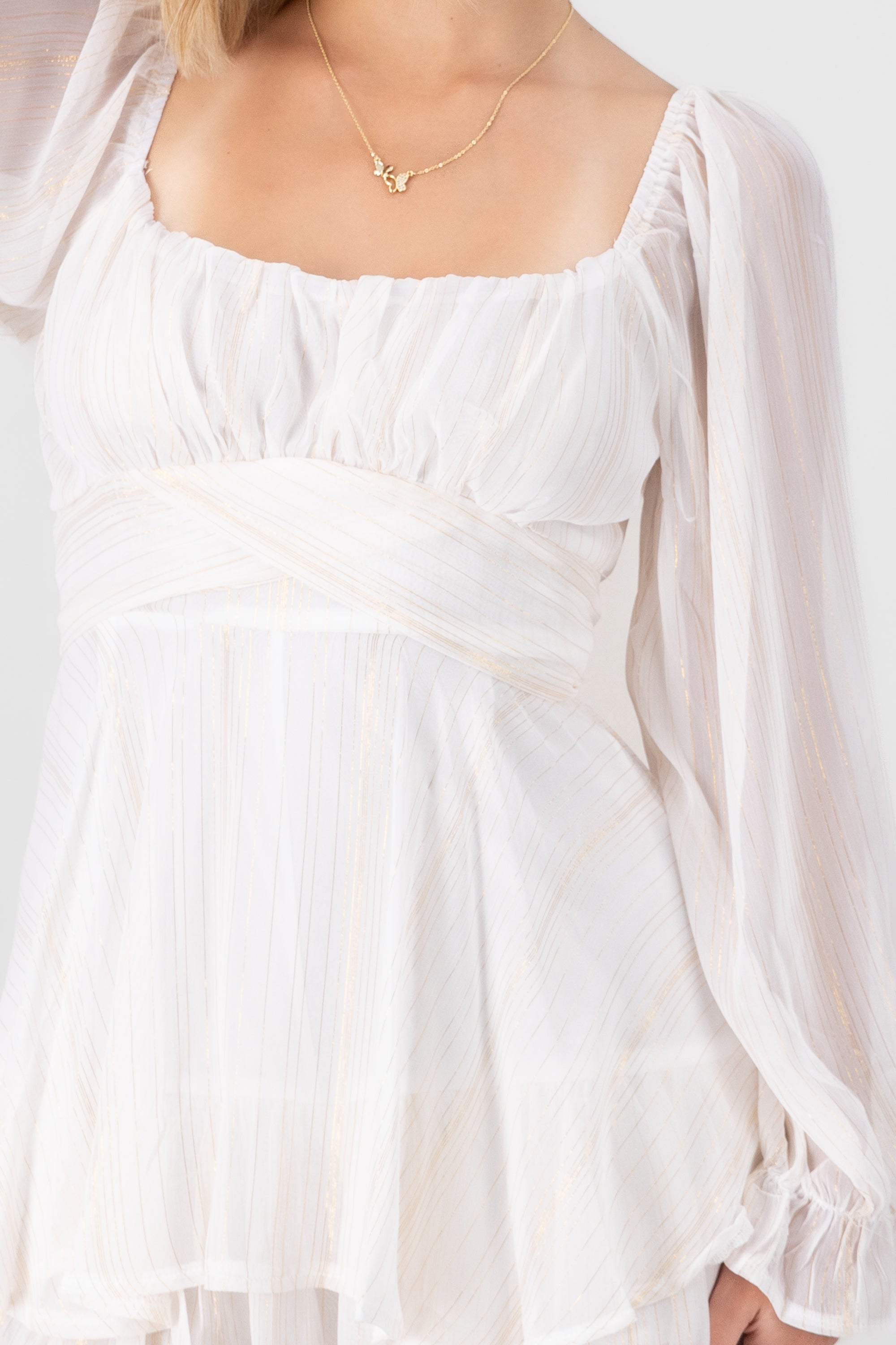 Lurex Detail Romper WHITE COMBO