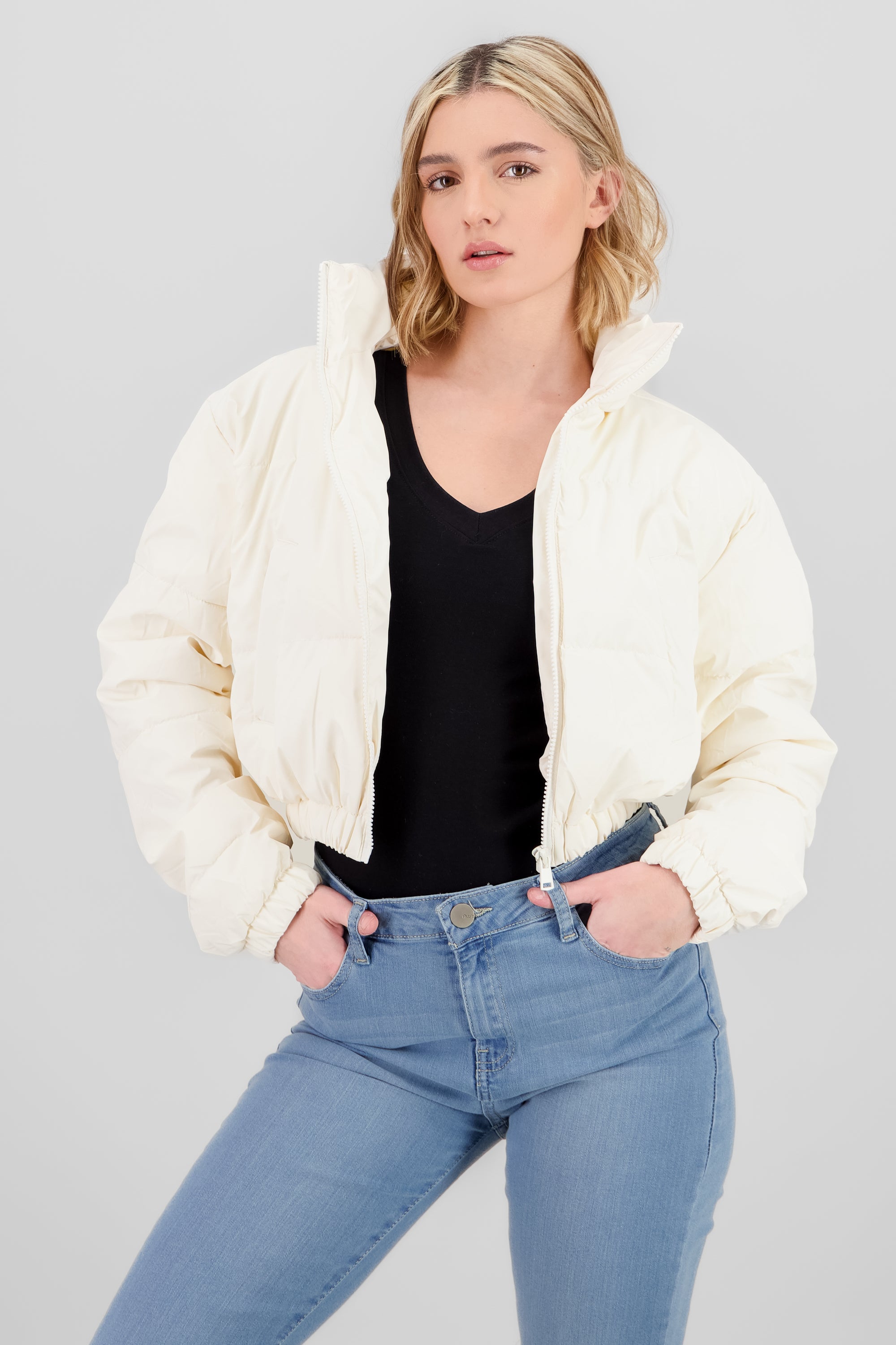 Cropped Puffer Jacket WHITE