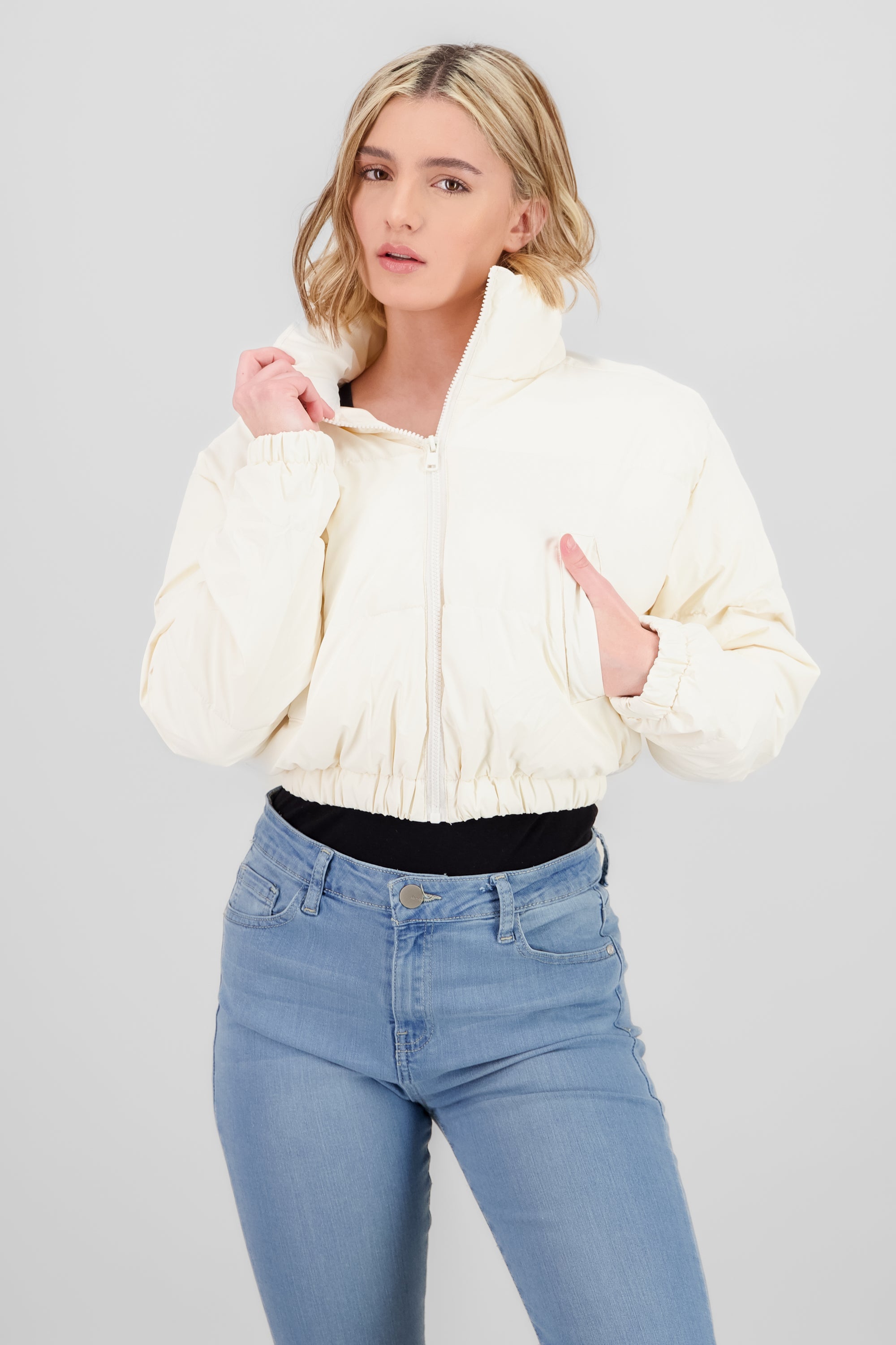 Cropped Puffer Jacket WHITE