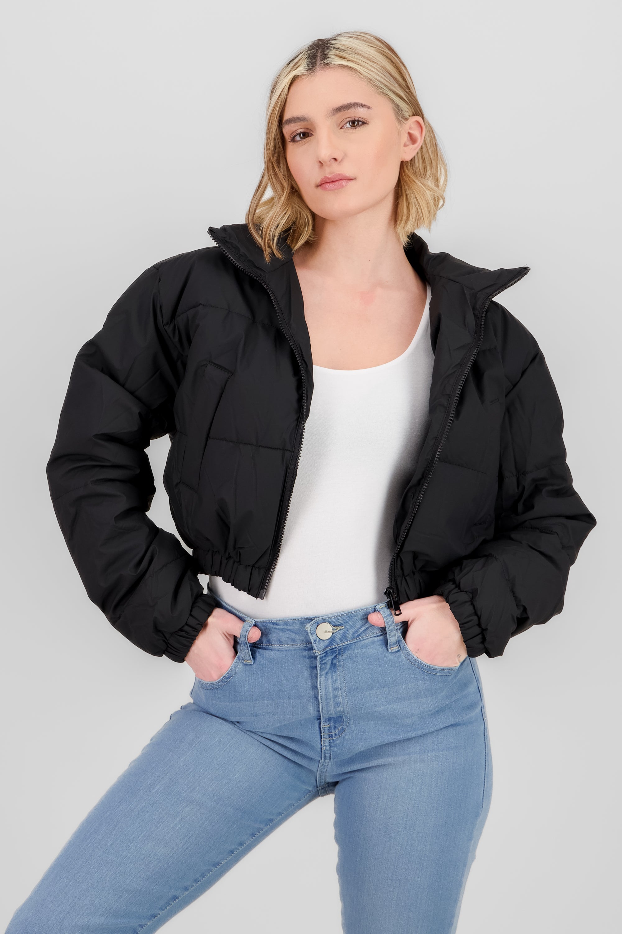 Cropped Puffer Jacket BLACK