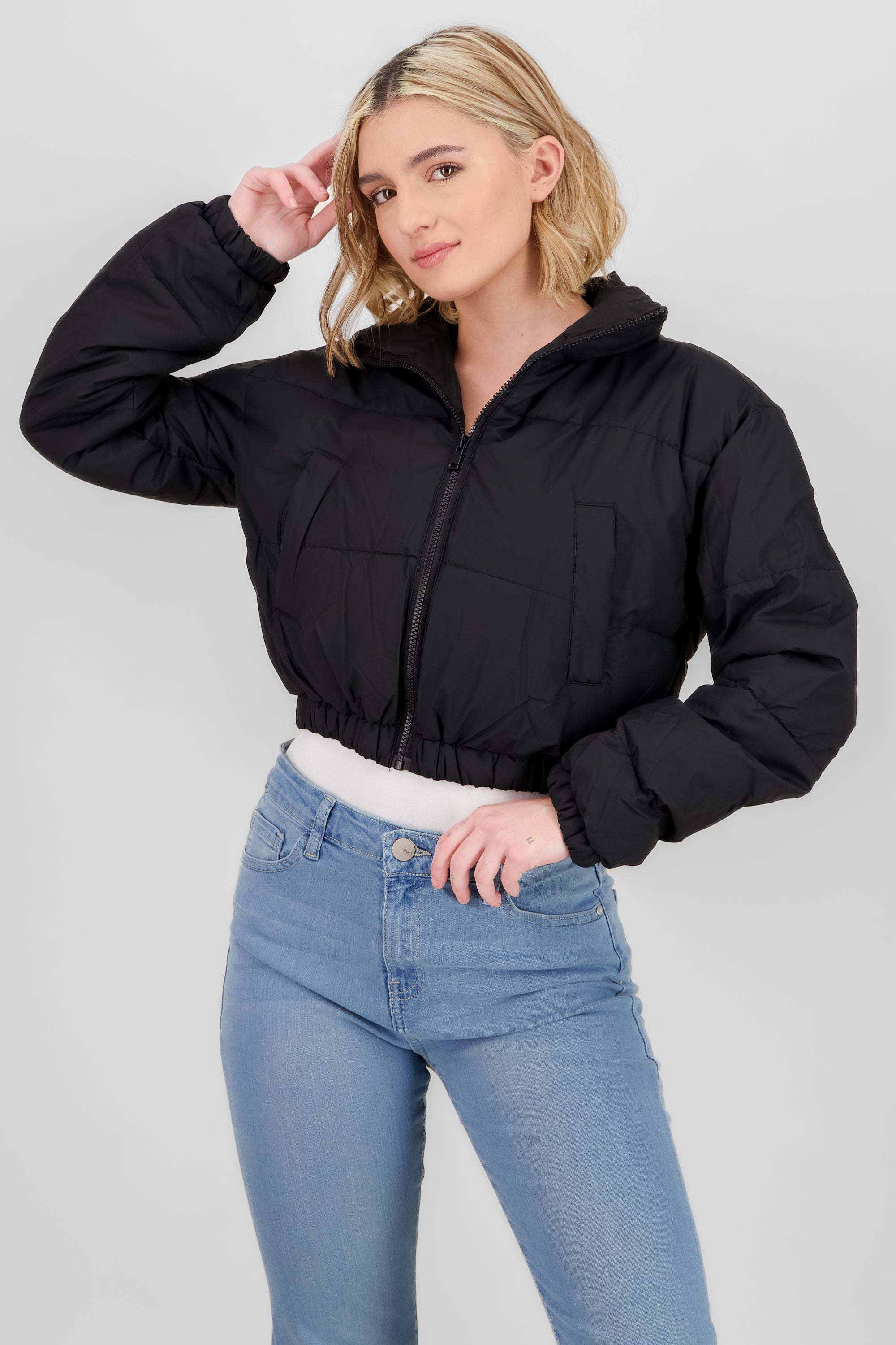 Cropped Puffer Jacket BLACK