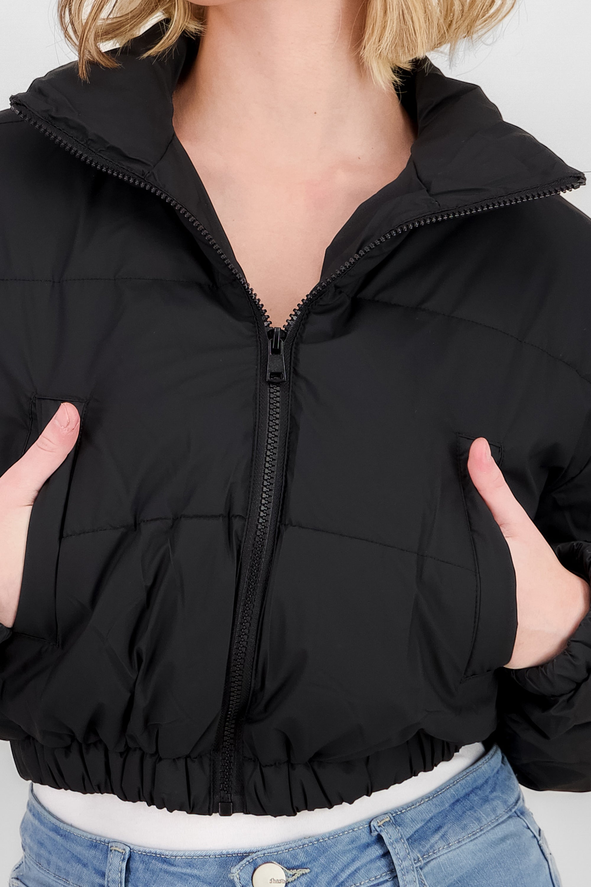 Cropped Puffer Jacket BLACK