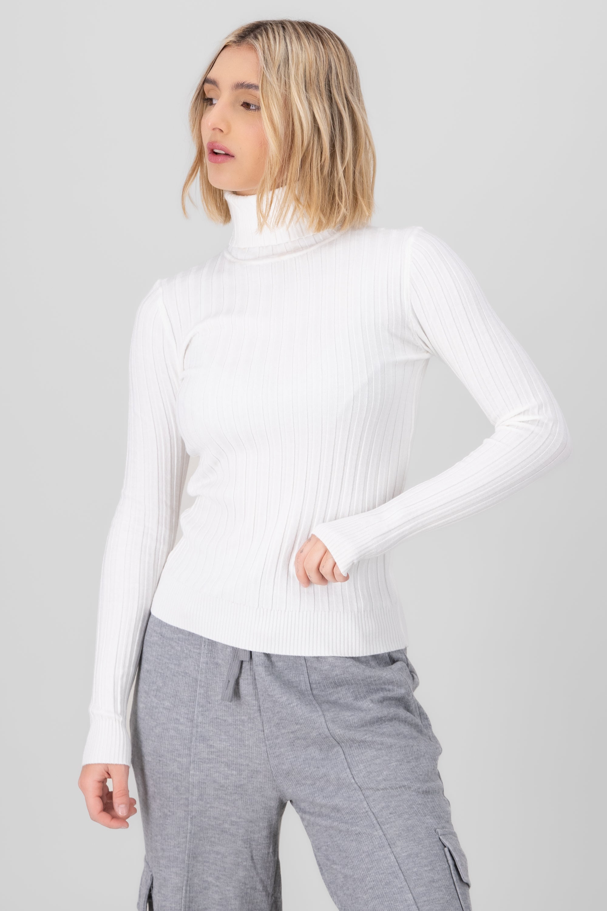 Knit Long Sleeve Top WHITE