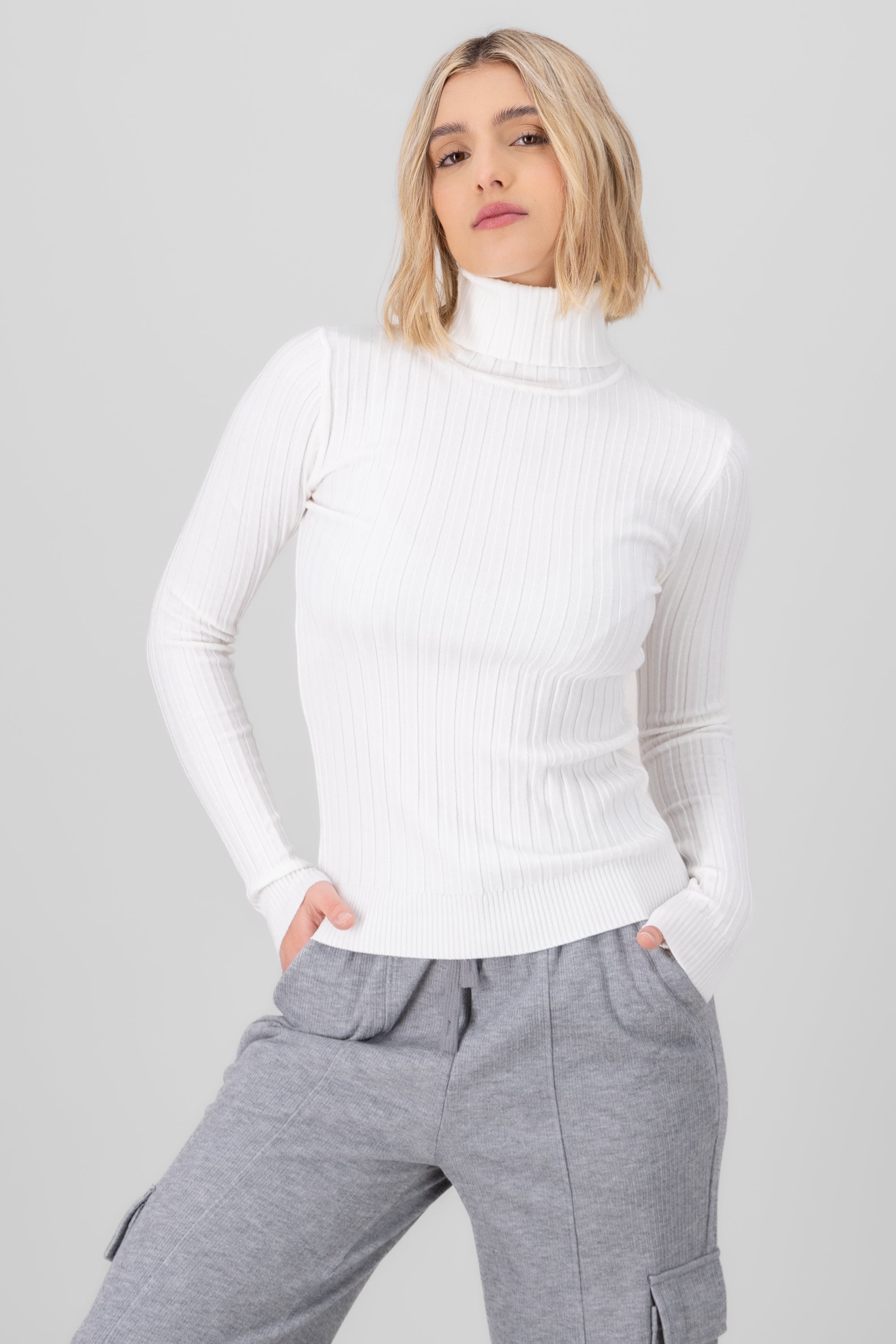 Knit Long Sleeve Top WHITE