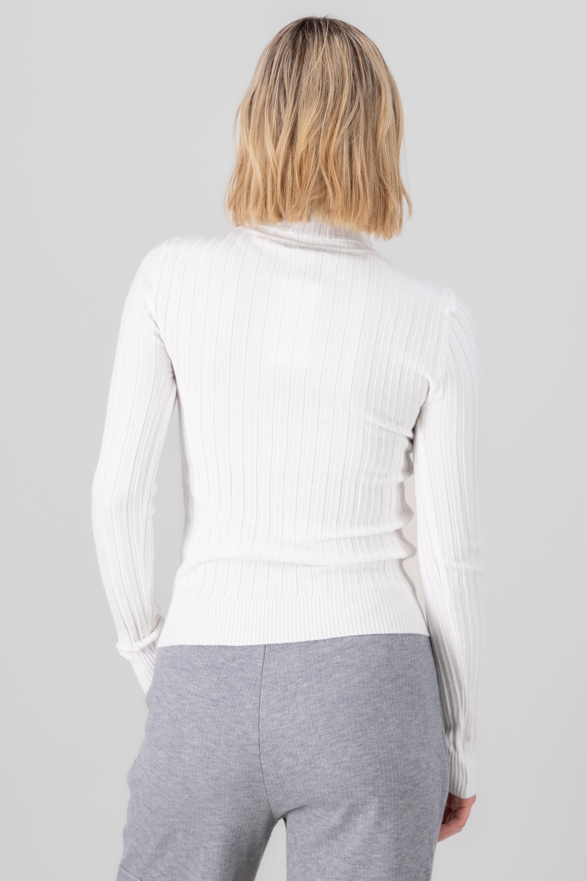 Knit Long Sleeve Top WHITE