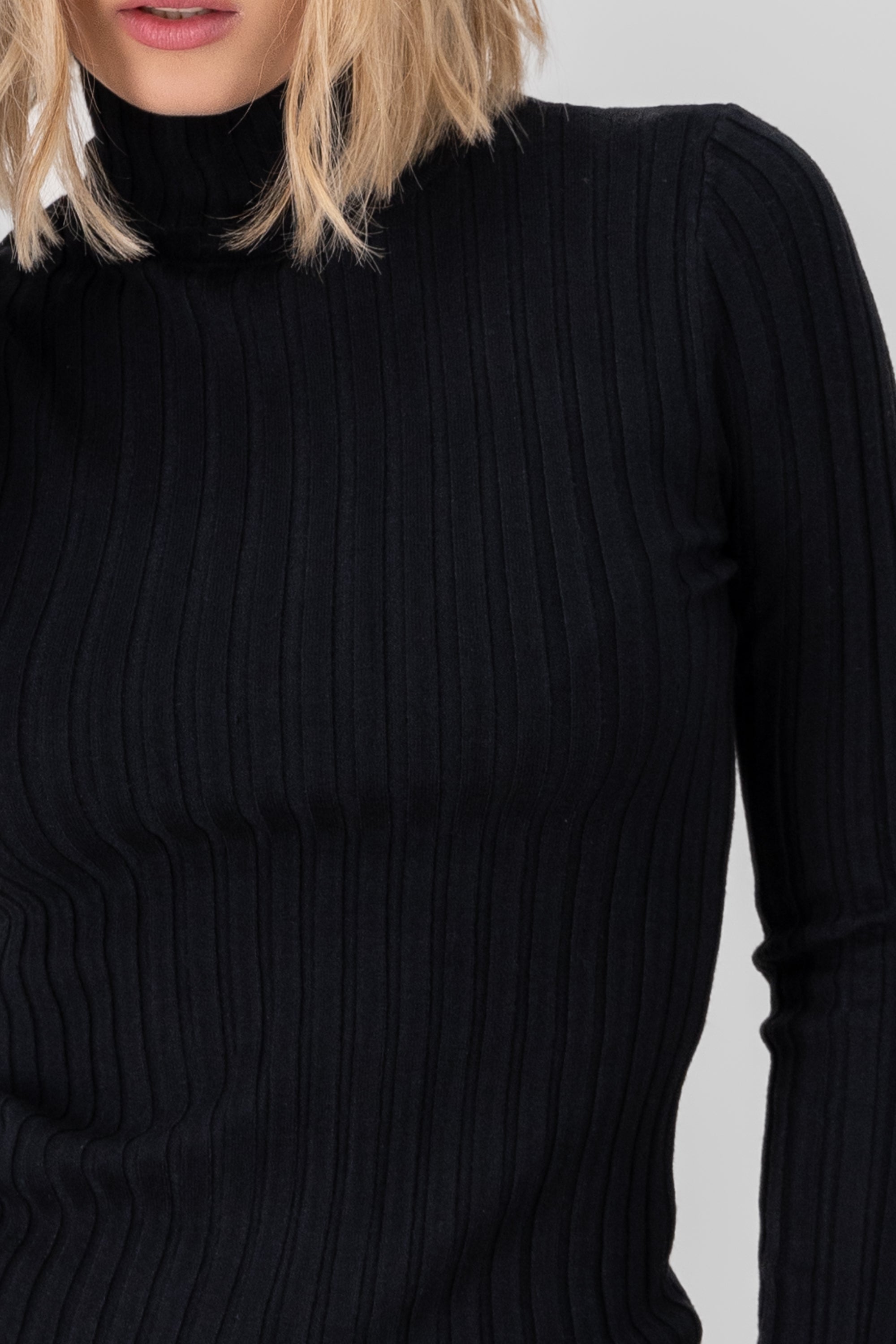 Knit Long Sleeve Top BLACK