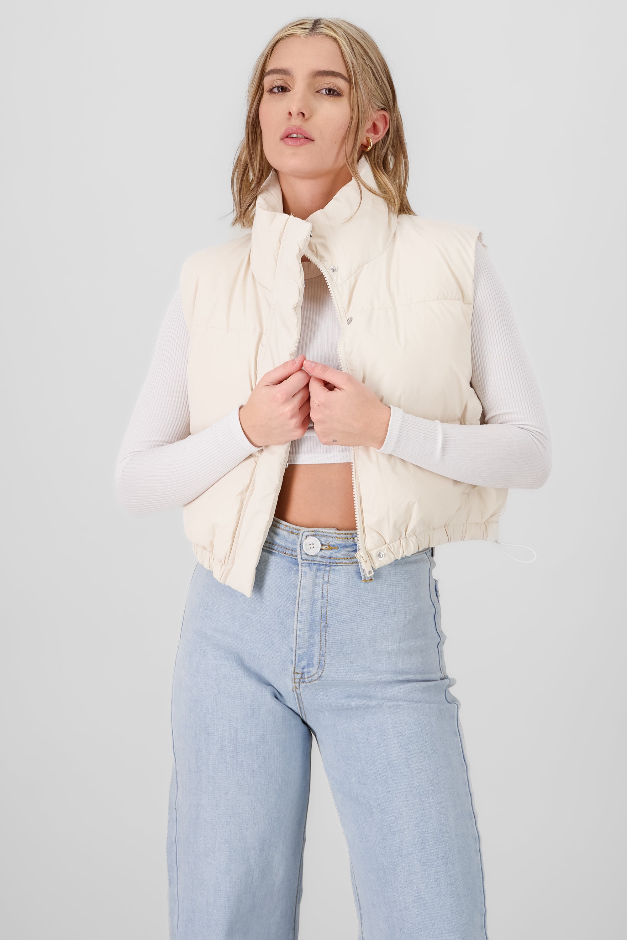 Solid High Neck Vest IVORY