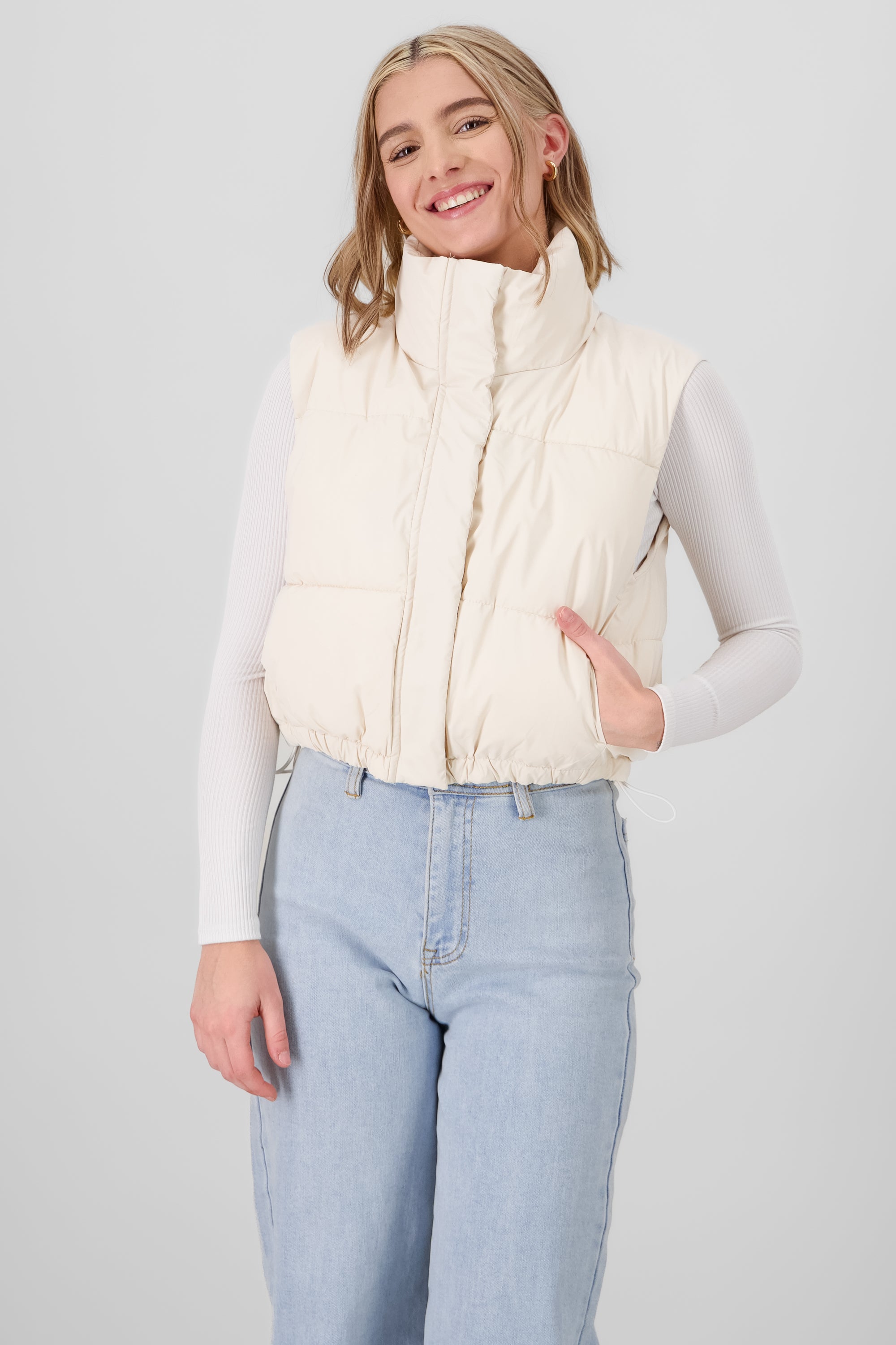 Solid High Neck Vest IVORY