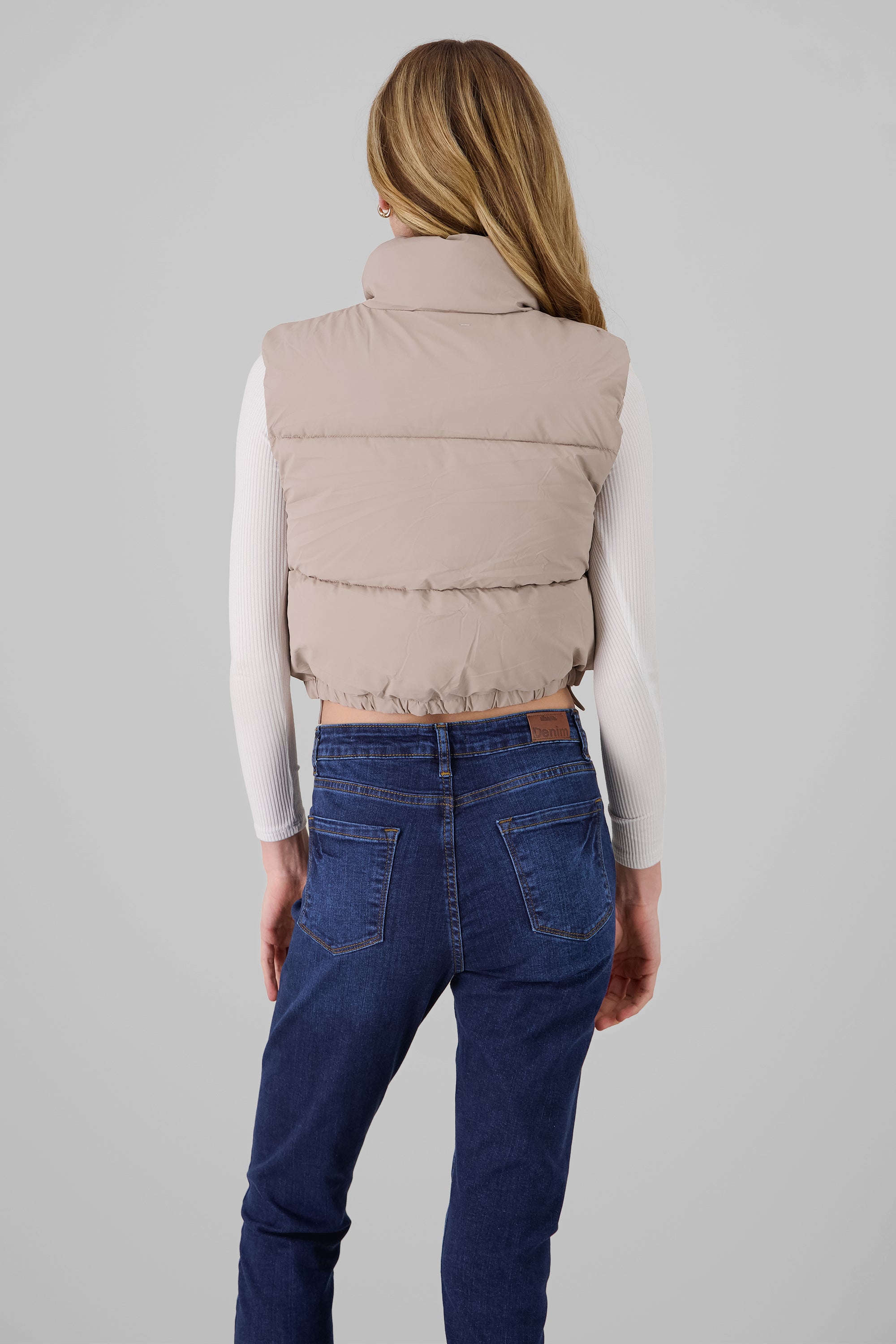 Solid High Neck Vest TAUPE