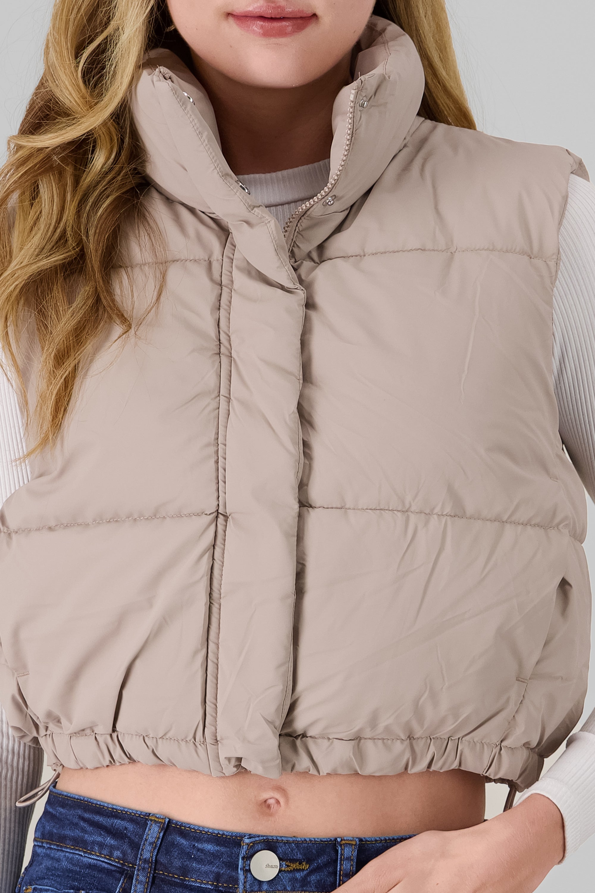 Solid High Neck Vest TAUPE