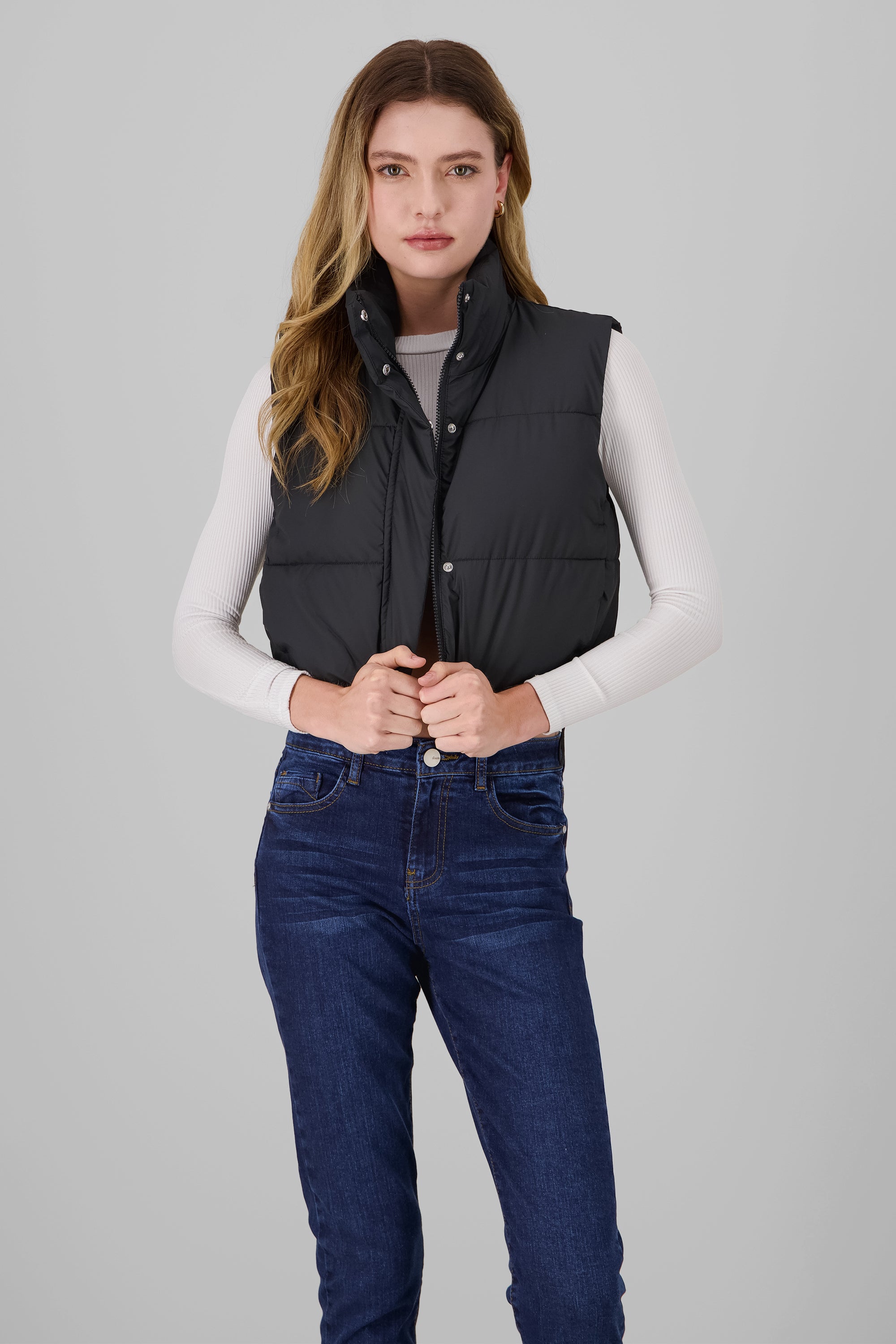 Solid High Neck Vest BLACK