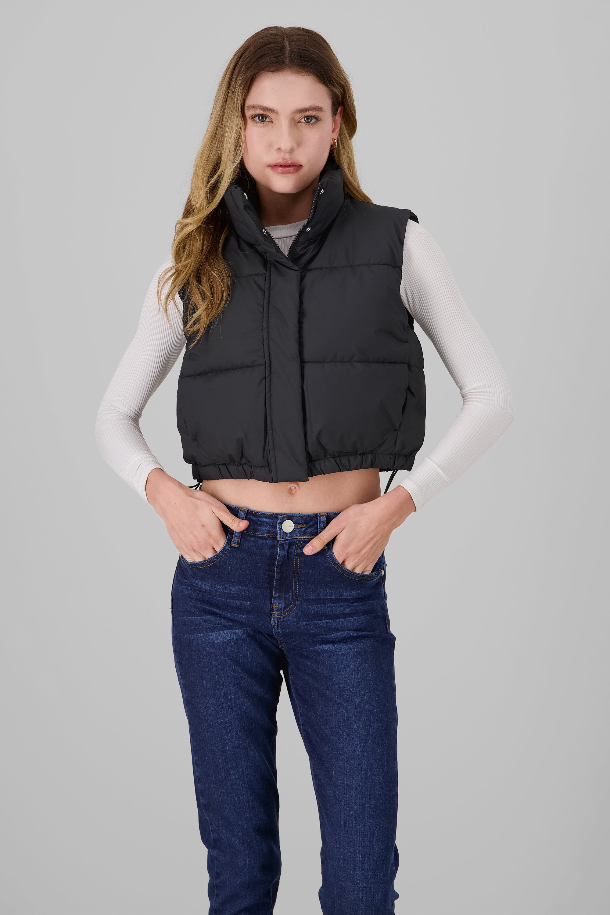 Solid High Neck Vest BLACK