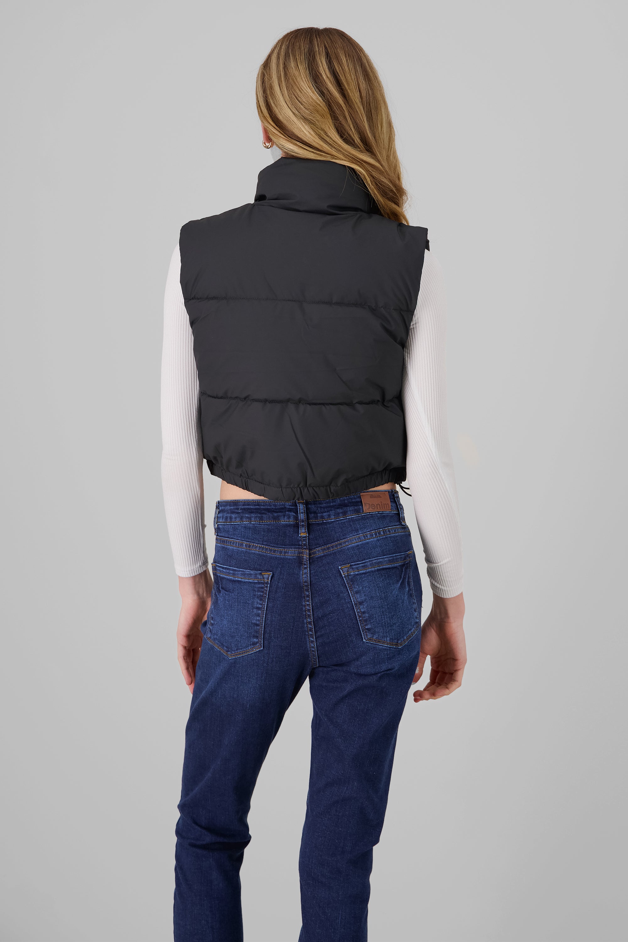 Solid High Neck Vest BLACK