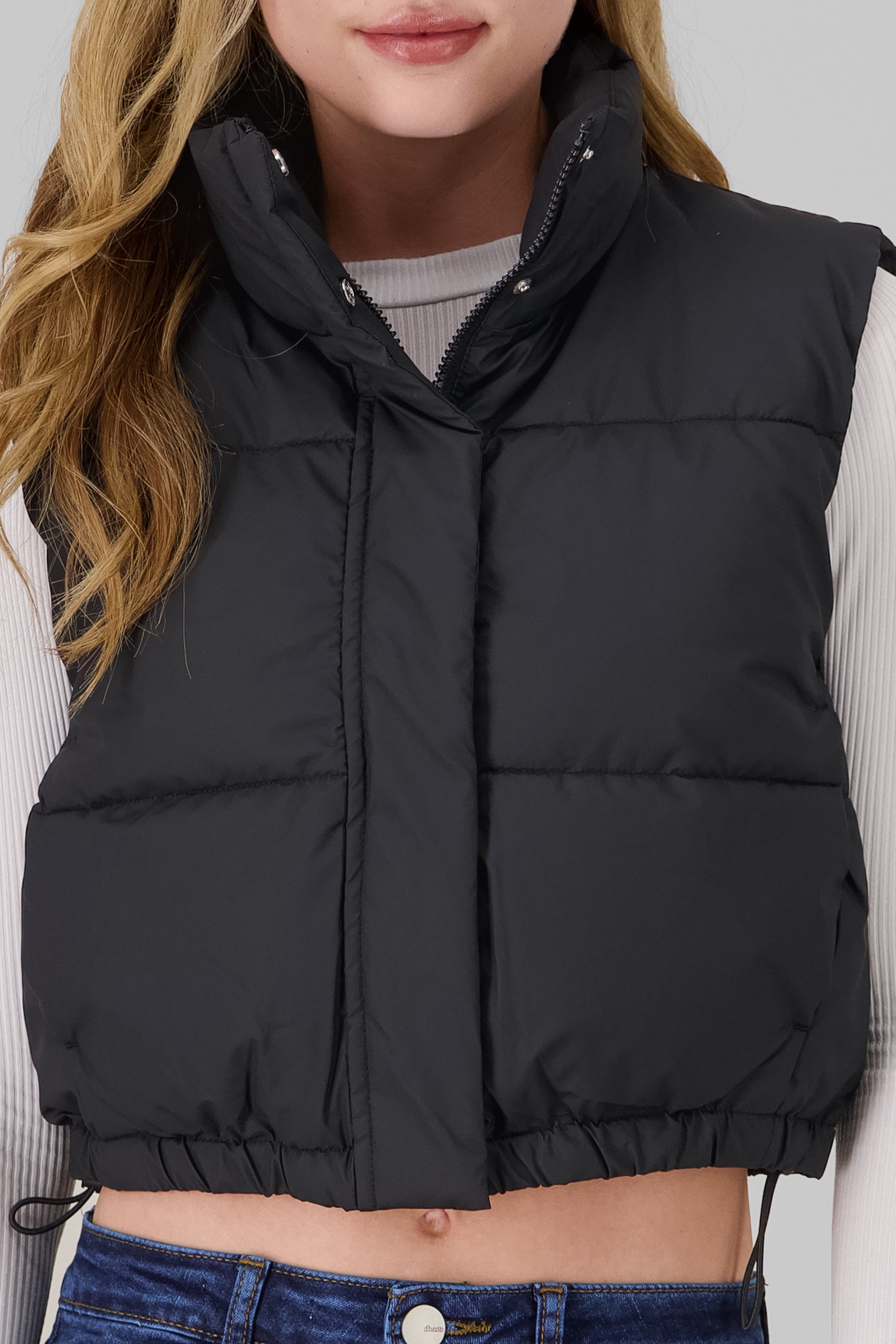 Solid High Neck Vest BLACK